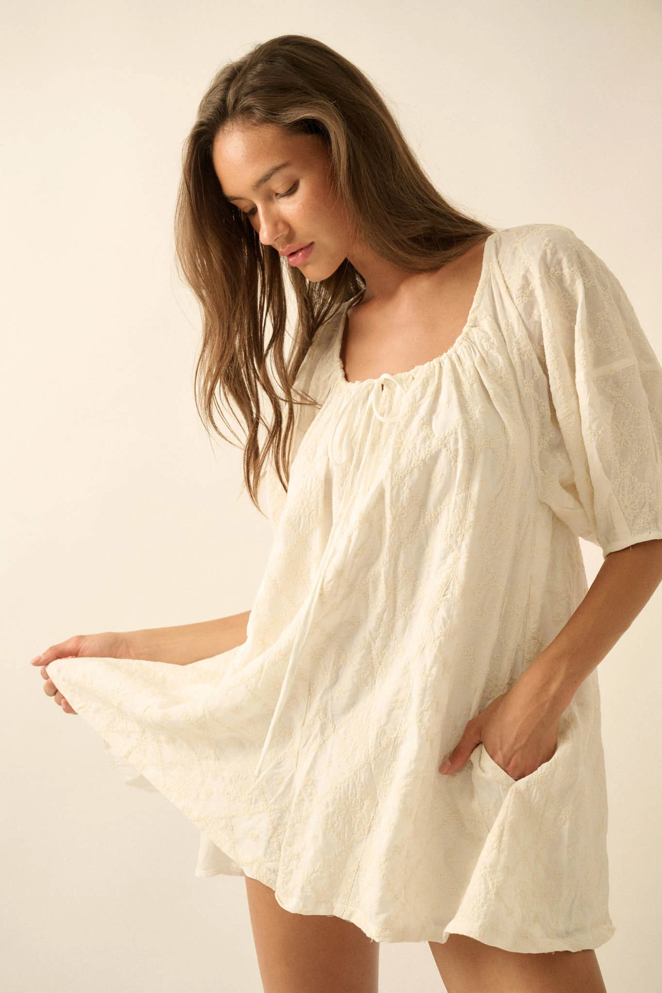 Flirt Alert Floral-Embroidered Babydoll Romper - Image 4