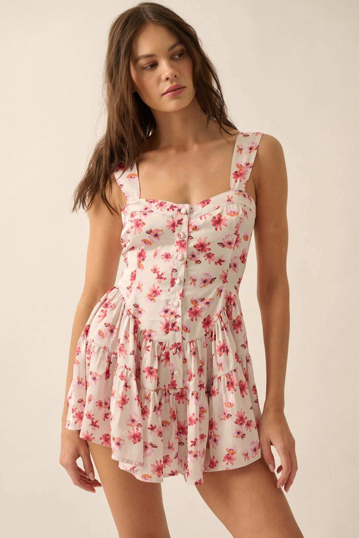 Flirty Flowers Floral Satin Fit-and-Flare Romper - Image 3