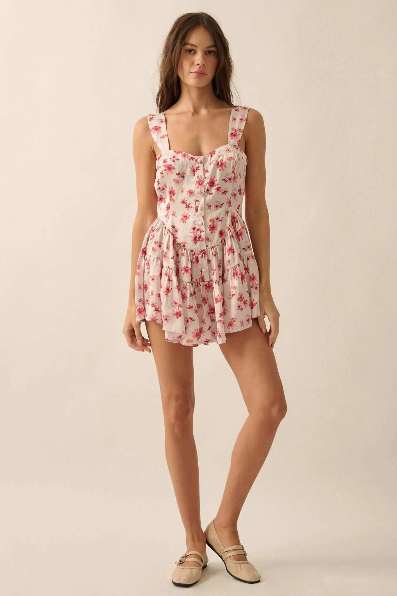 Flirty Flowers Floral Satin Fit-and-Flare Romper - Image 6