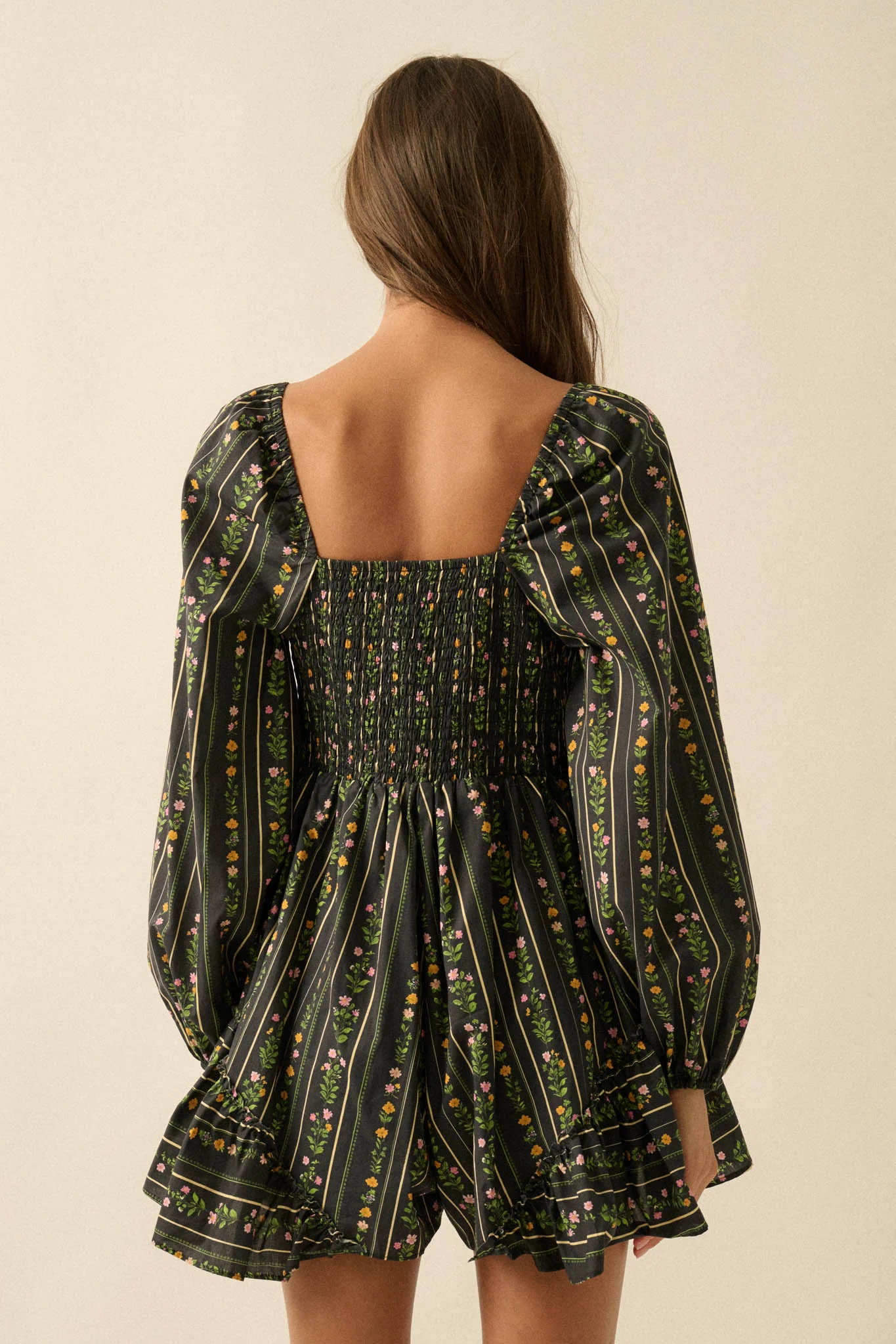 Floral Fields Floral-Stripe Ruffled Tie-Front Romper - Image 9