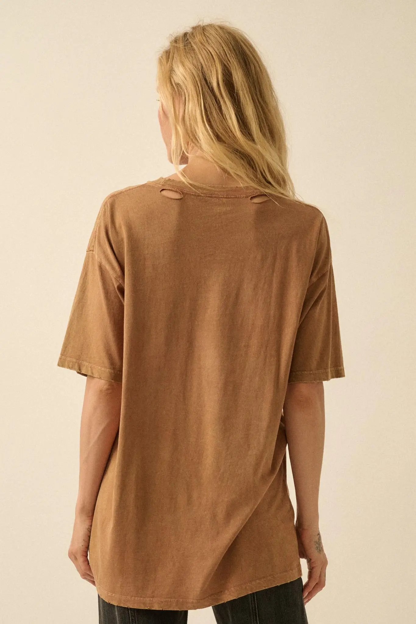 Floral Horses Distressed Oversize Graphic Tee - Image 6