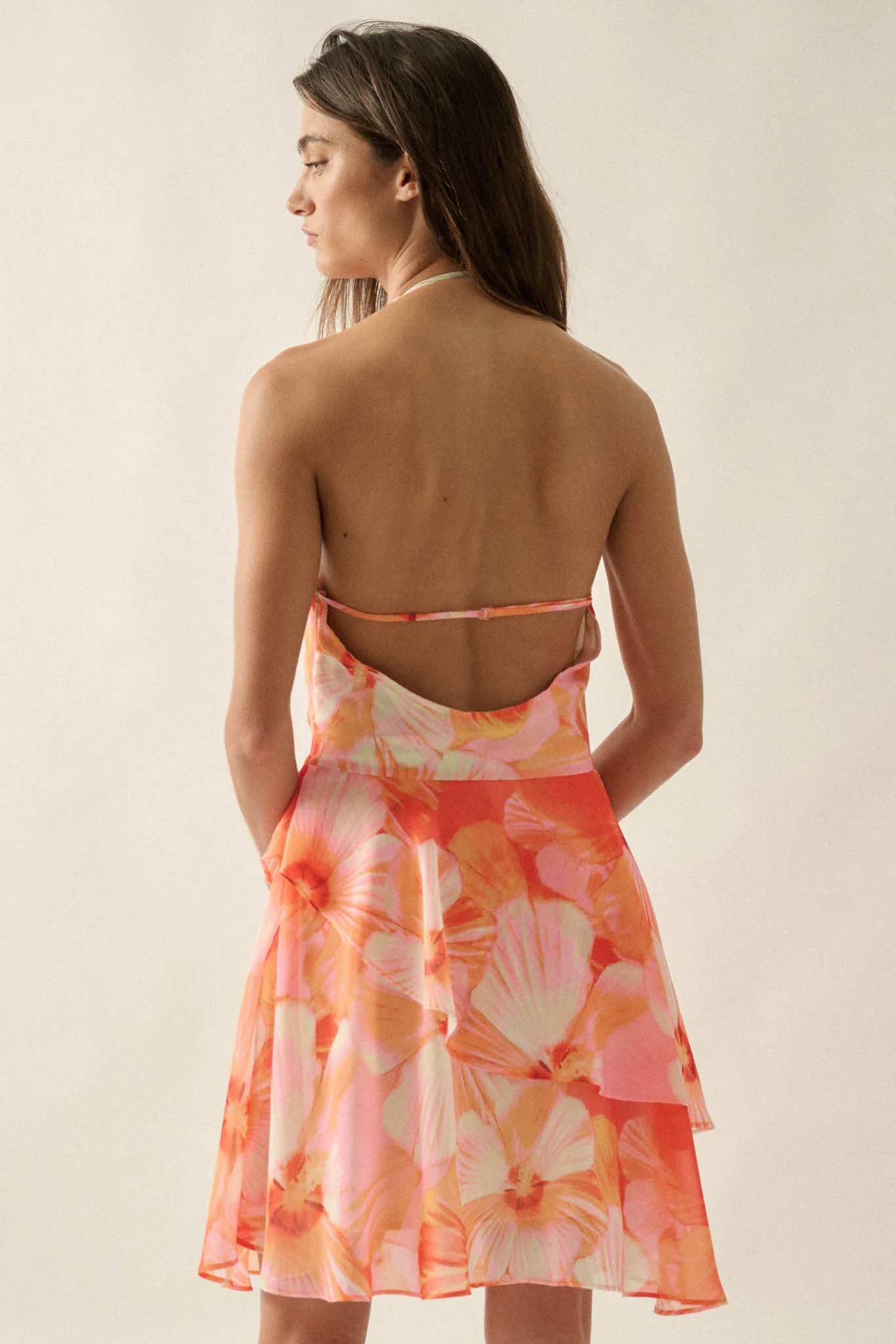 Floral Shores Floral Chiffon Cowl-Neck Mini Dress - Image 2