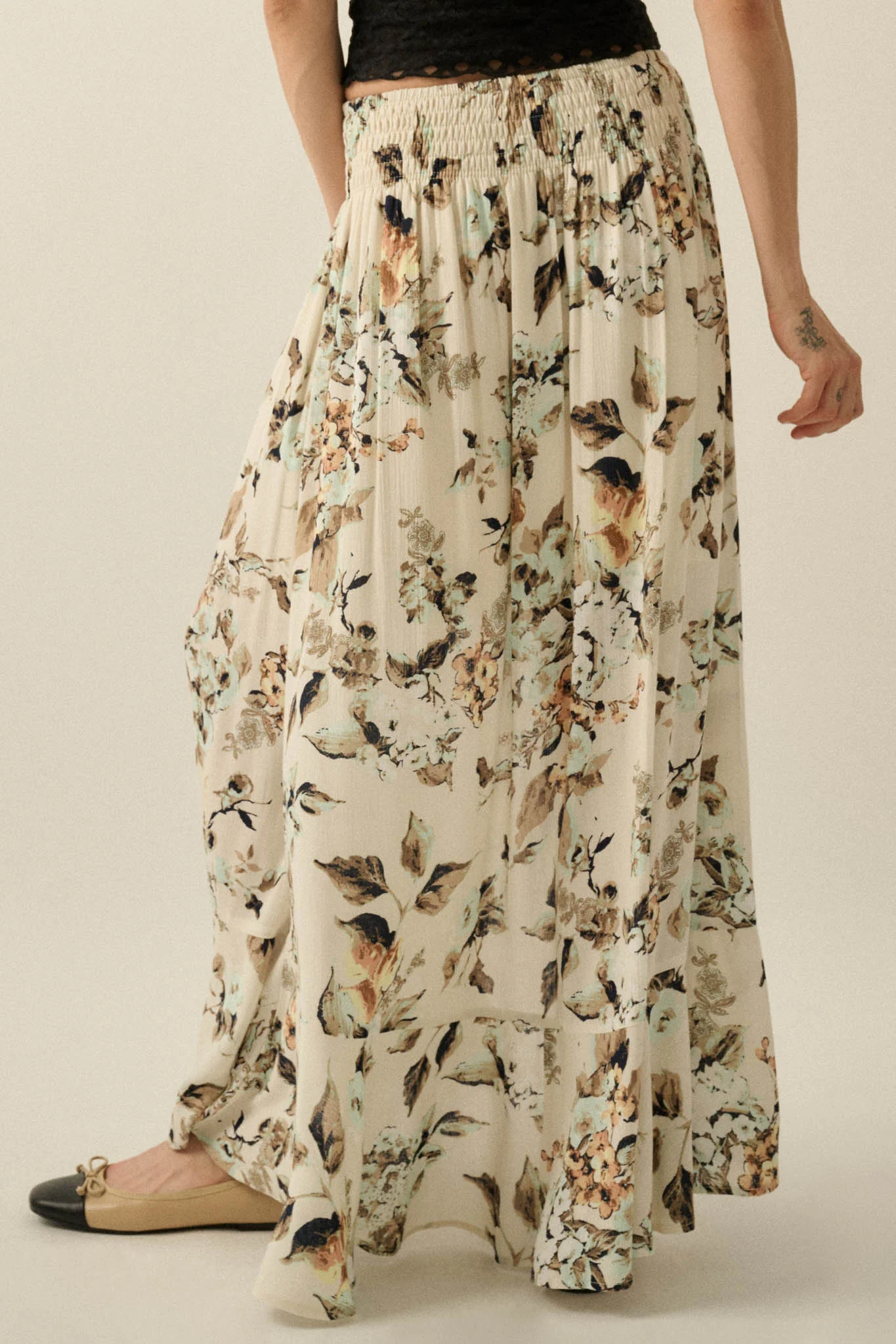 Flores Bonitas Floral Button-Front Maxi Skirt - Image 9