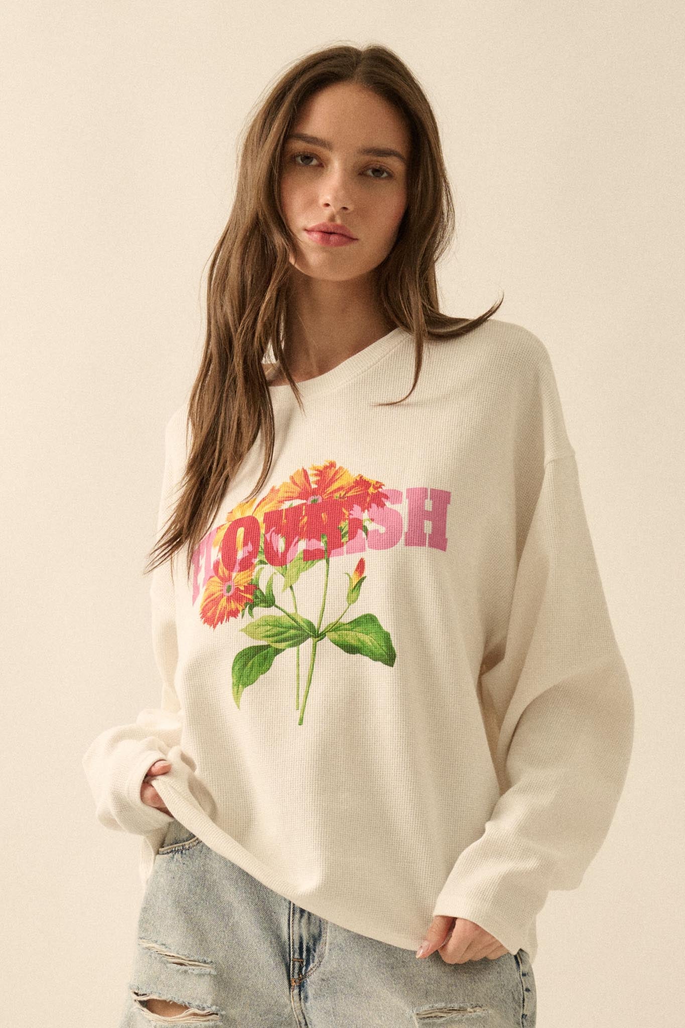 Flourish Oversize Floral Thermal Graphic Top - Image 3