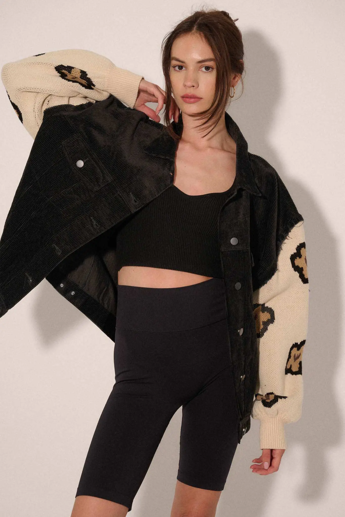 Flower and Furrow Sweater-Sleeve Corduroy Jacket - Image 3