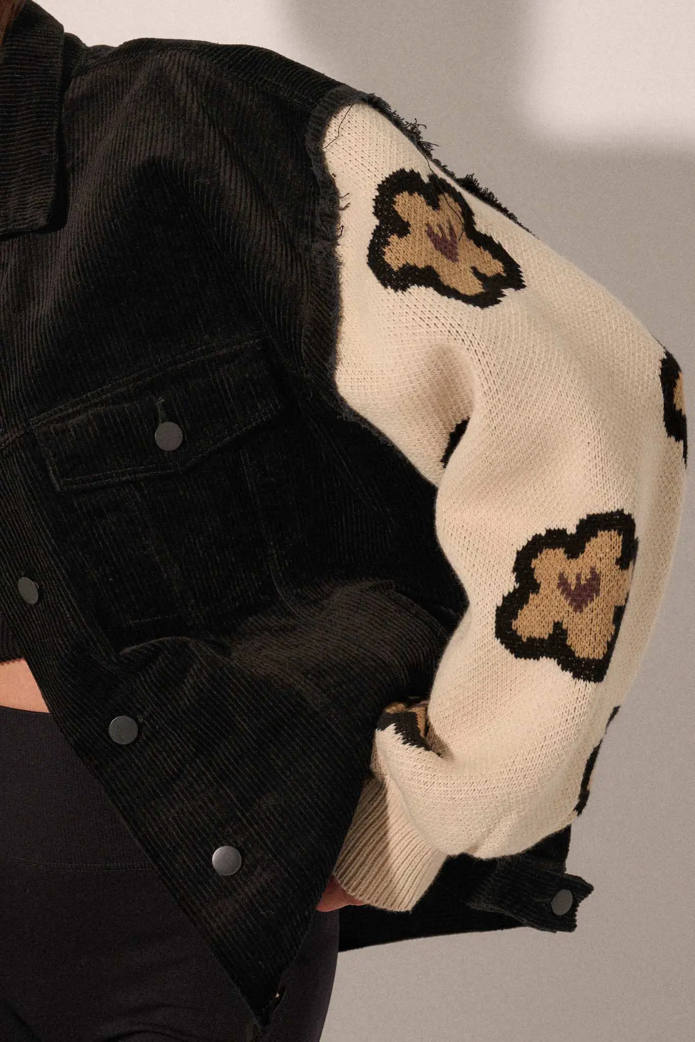 Flower and Furrow Sweater-Sleeve Corduroy Jacket - Image 4
