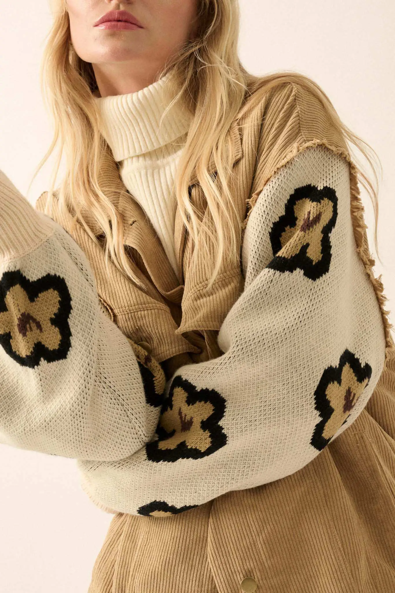 Flower and Furrow Sweater-Sleeve Corduroy Jacket - Image 8