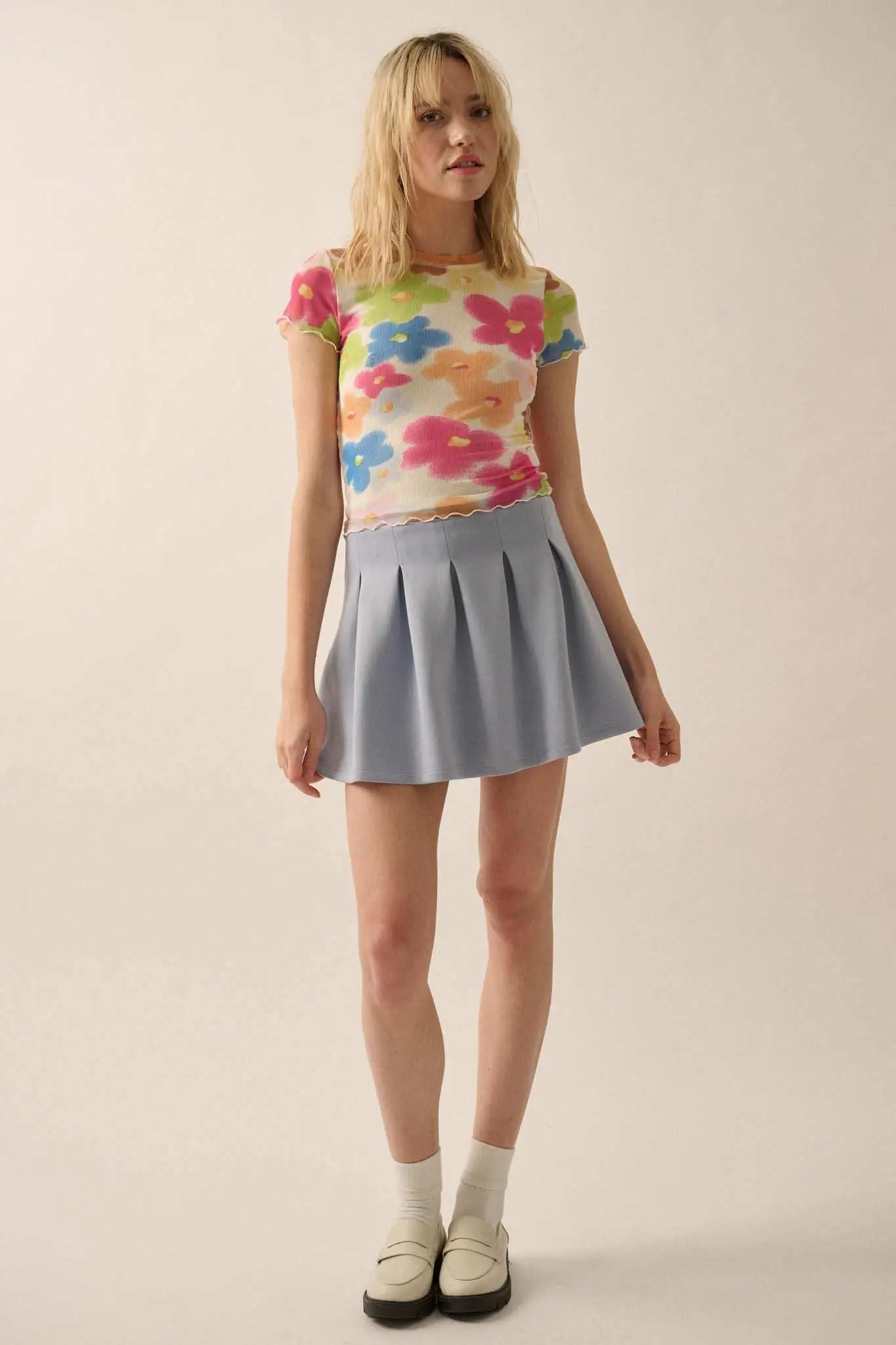 Flower Child Floral Mesh Cropped Baby Tee - Image 6