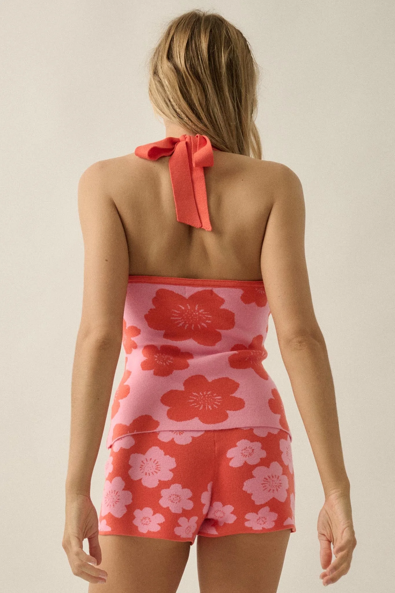 Flower Fun Floral Jacquard-Knit Sweater Halter Top - Image 15
