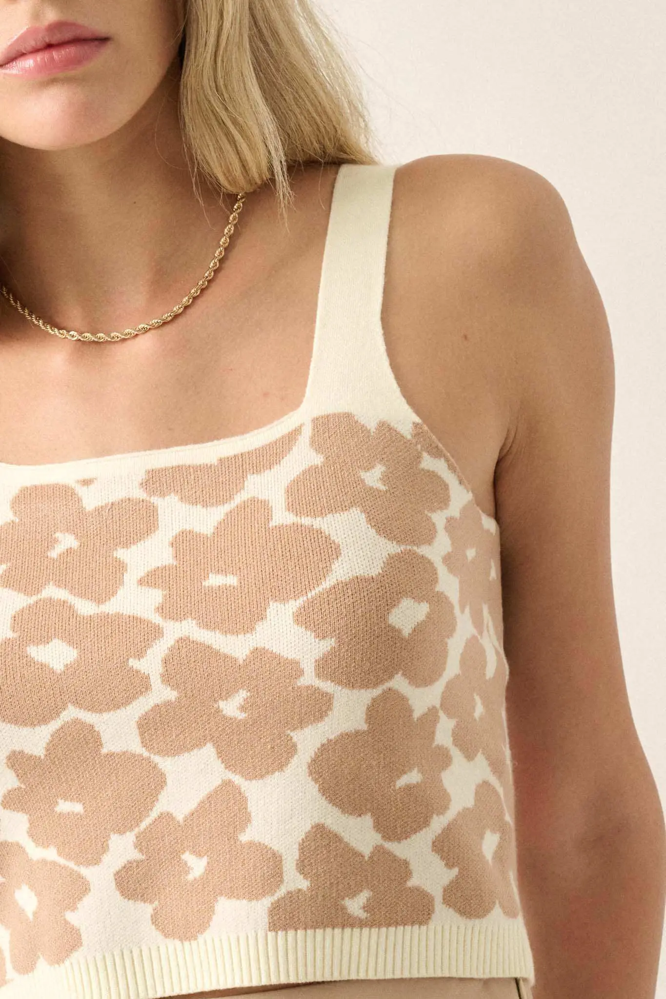 Flower Shop Floral Knit Cropped Sweater Tank Top - Image 28
