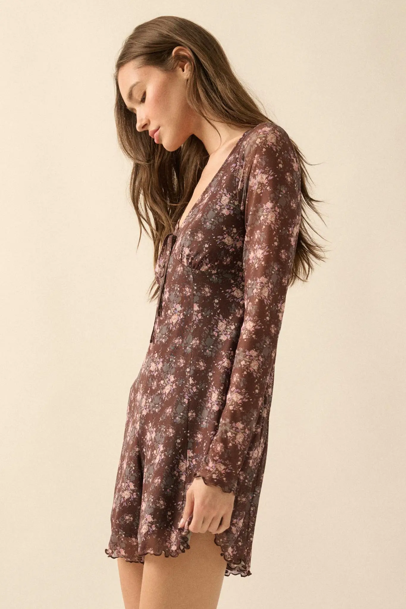 Flowering Fields Floral-Print Mesh V-Neck Romper - Image 6