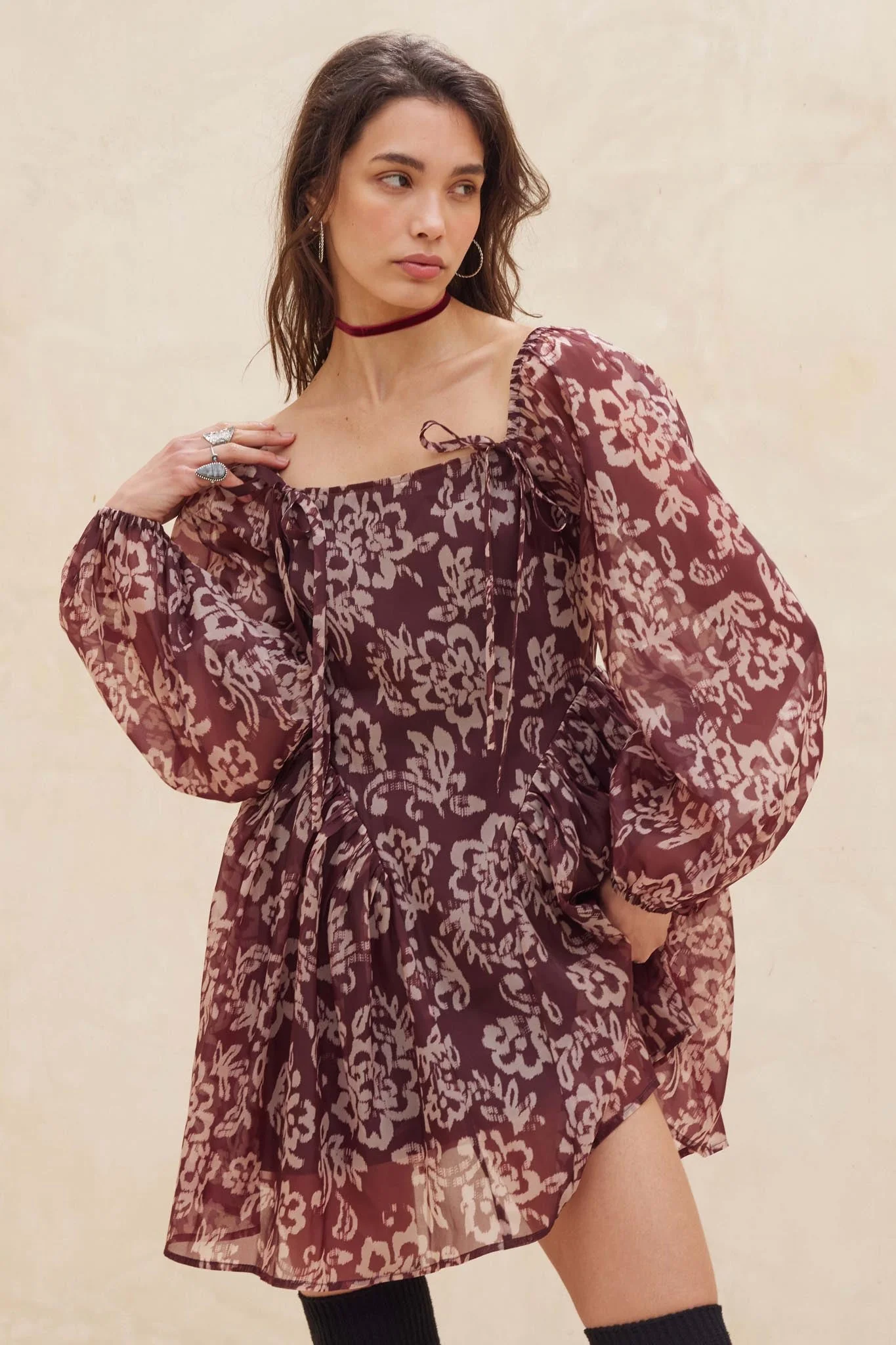 Flowering Grace Floral Organza Peplum Mini Dress - Image 2