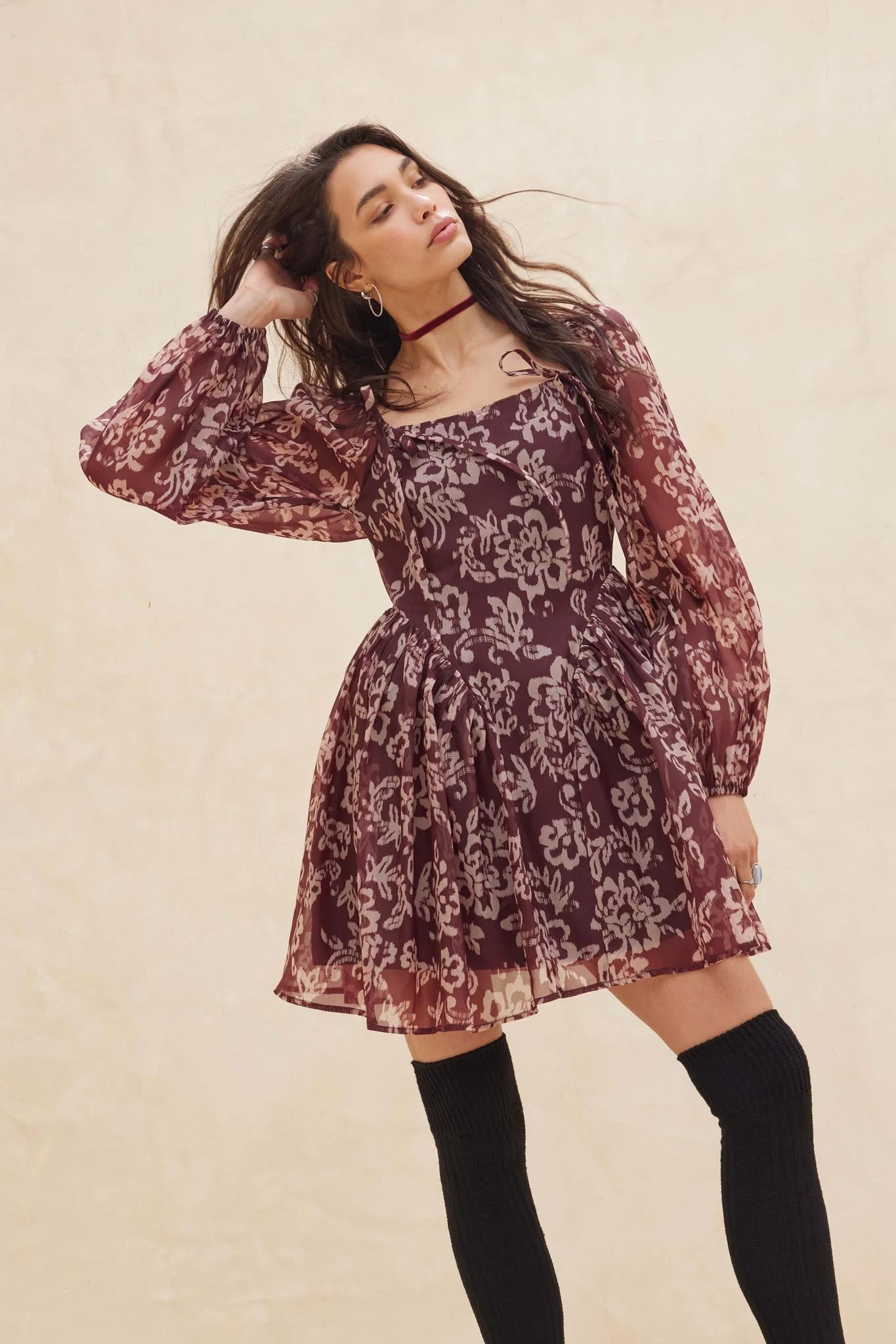 Flowering Grace Floral Organza Peplum Mini Dress - Image 4