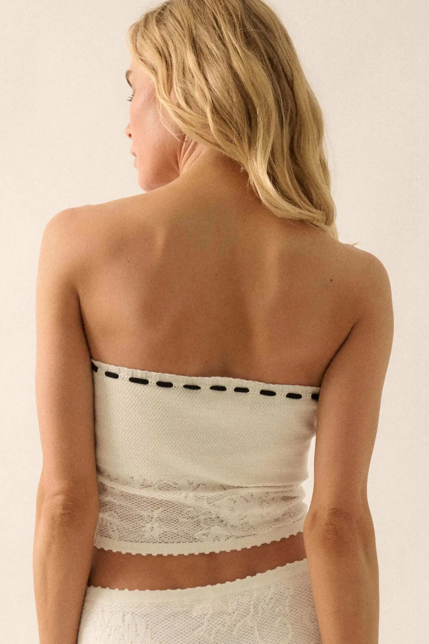 Flowery Flirt Floral Lace Ribbon-Trim Tube Top - Image 2
