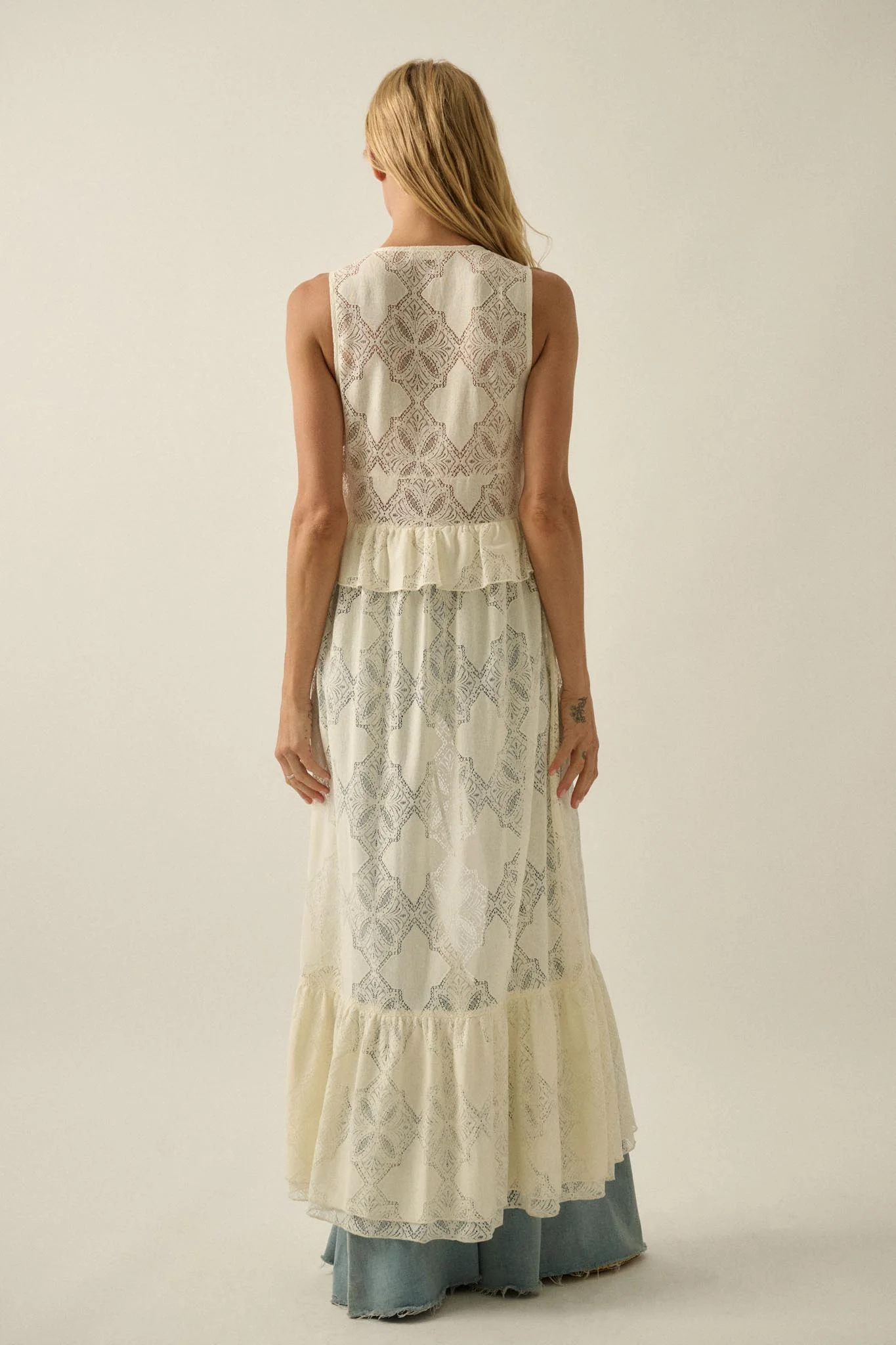 Fly Me Away Sheer Lace Tie-Front Maxi Top - Image 9