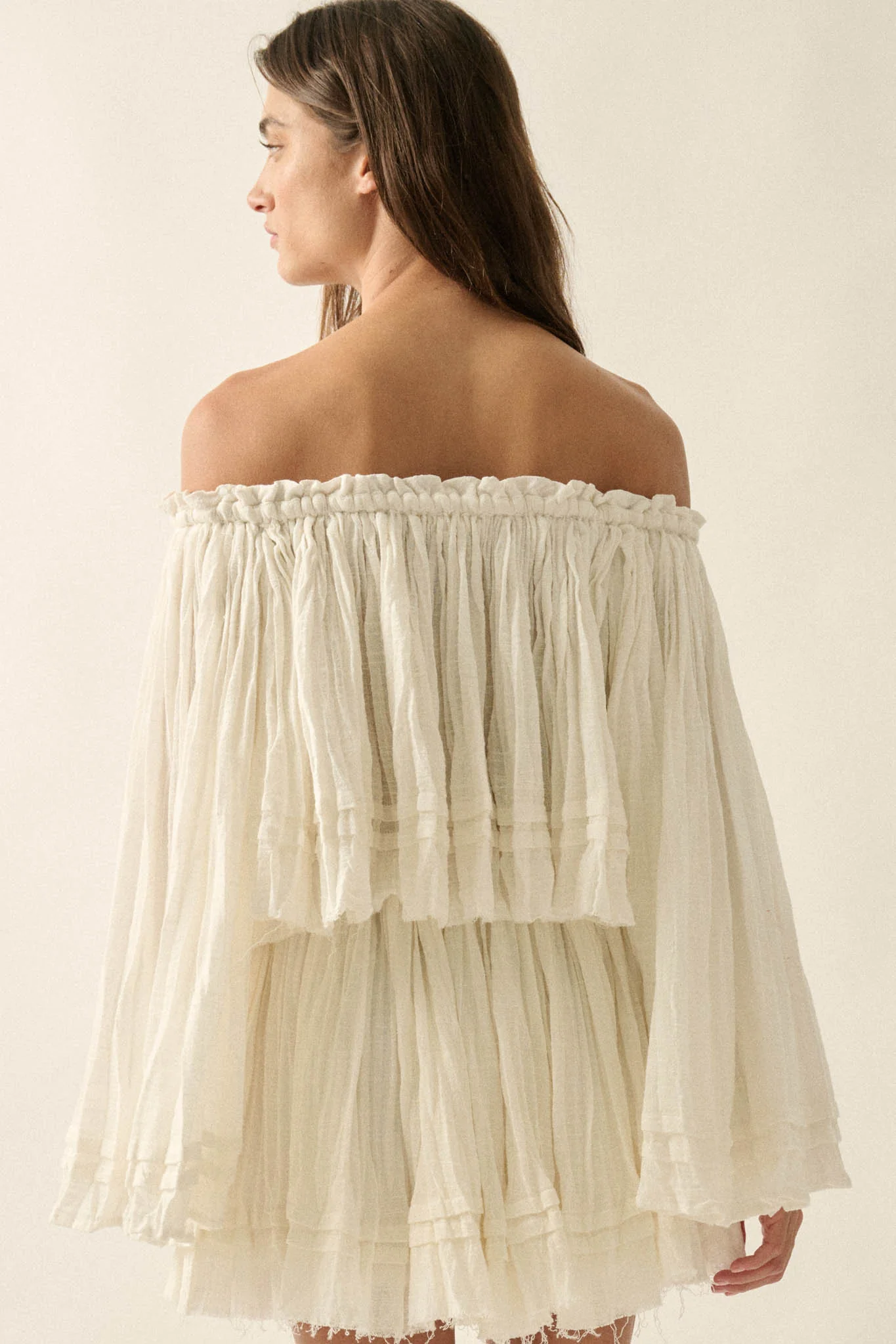 Flying Free Cotton Gauze Off-Shoulder Angel-Sleeve Top - Image 15