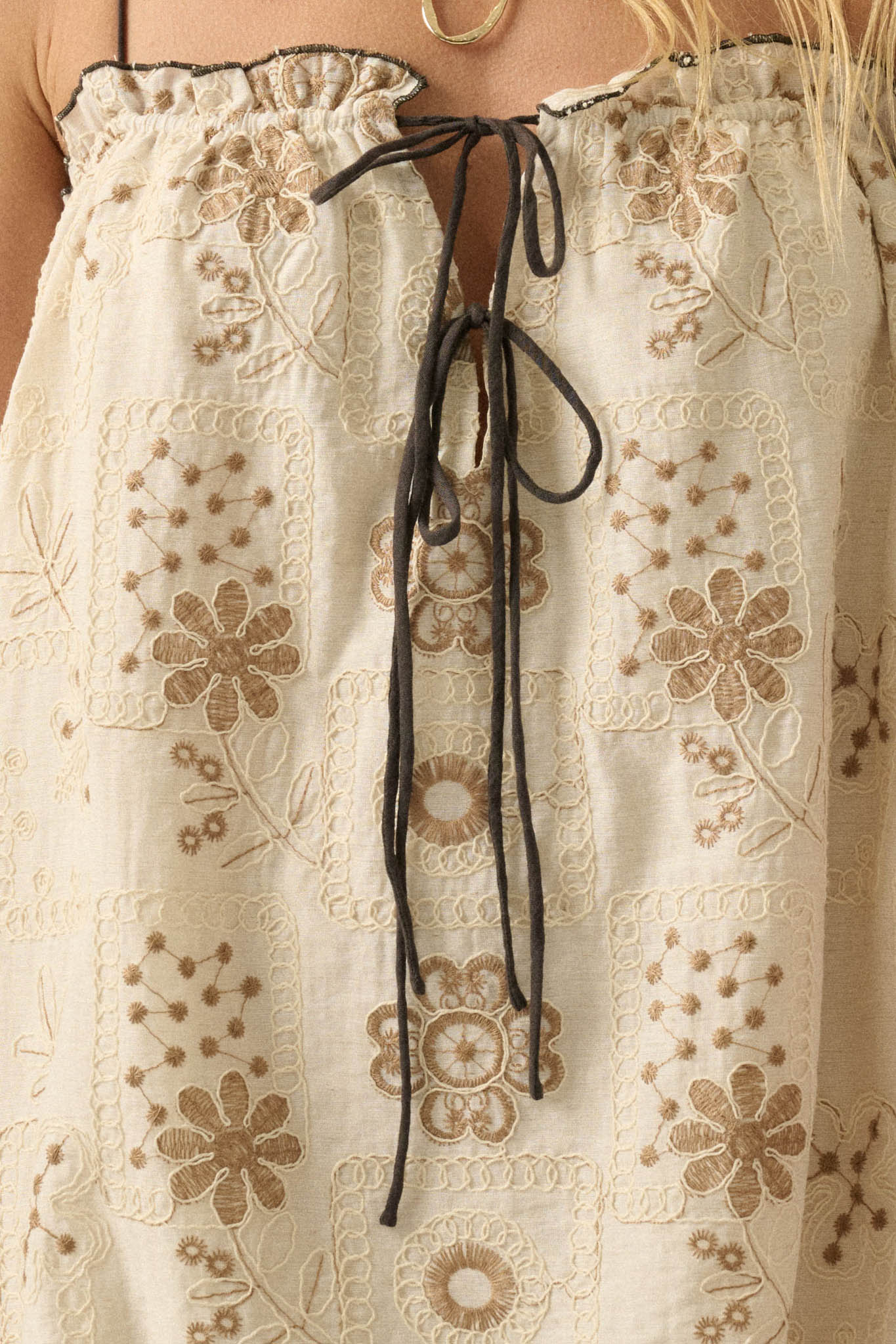 Folk Flowers Floral-Embroidered Babydoll Mini Dress - Image 5