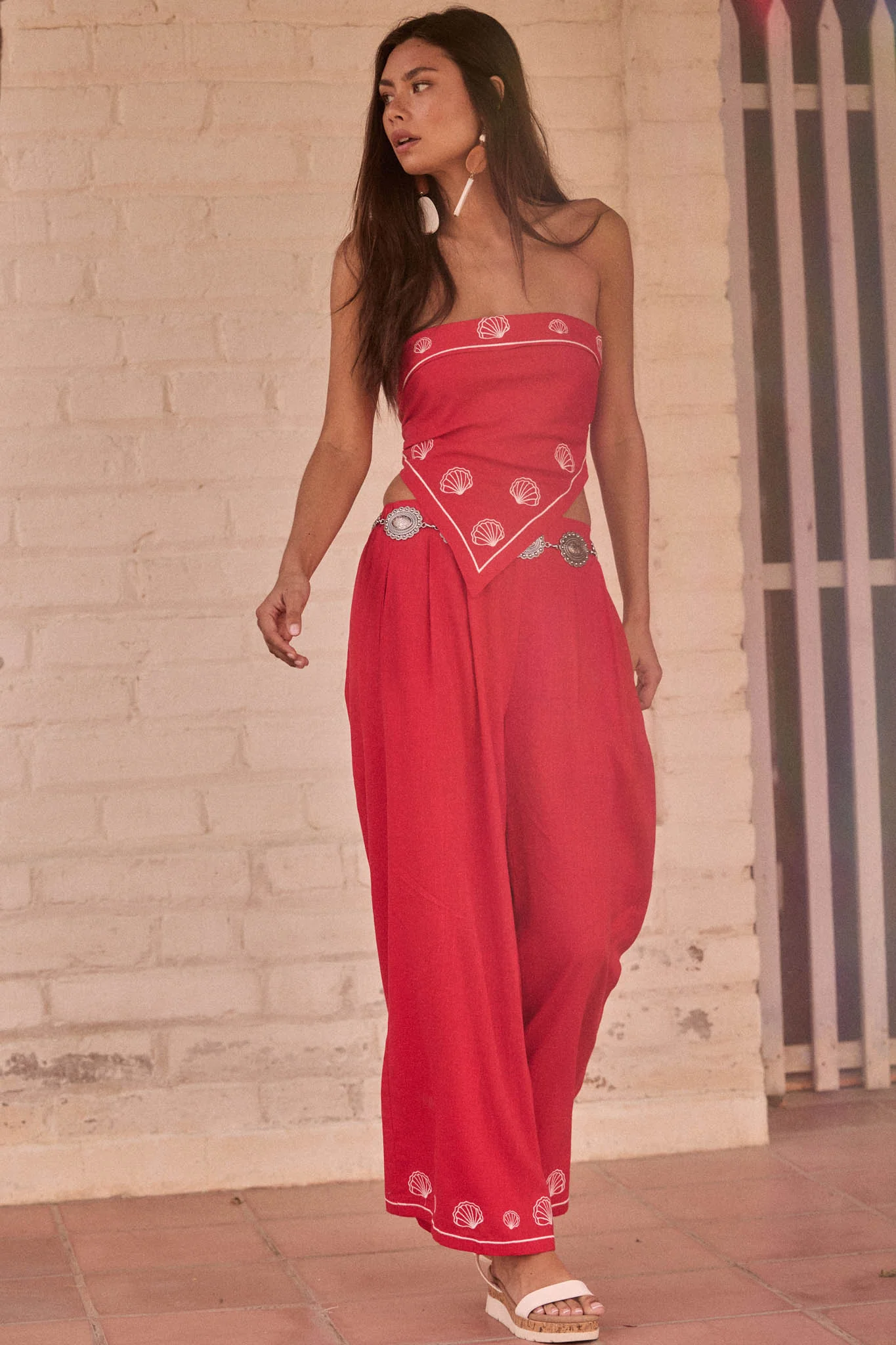 For Shore Shell-Embroidered Wide-Leg Pocket Pants - Image 3