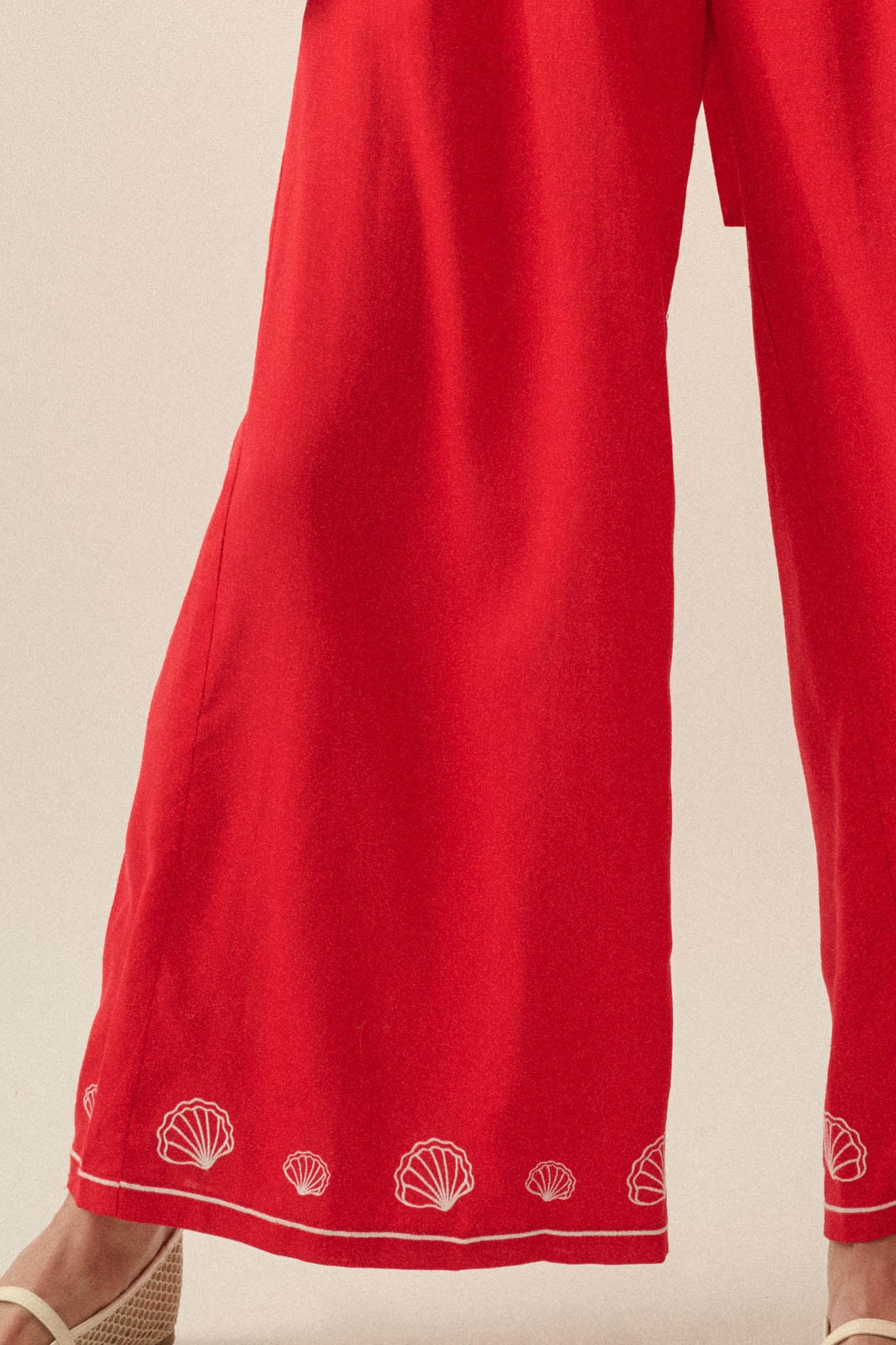 For Shore Shell-Embroidered Wide-Leg Pocket Pants - Image 5