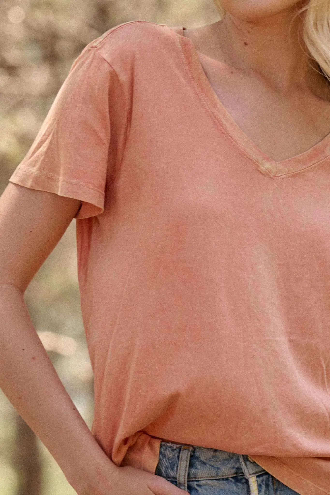 Forever Fave Vintage-Wash Cotton V-Neck Tee - Image 2