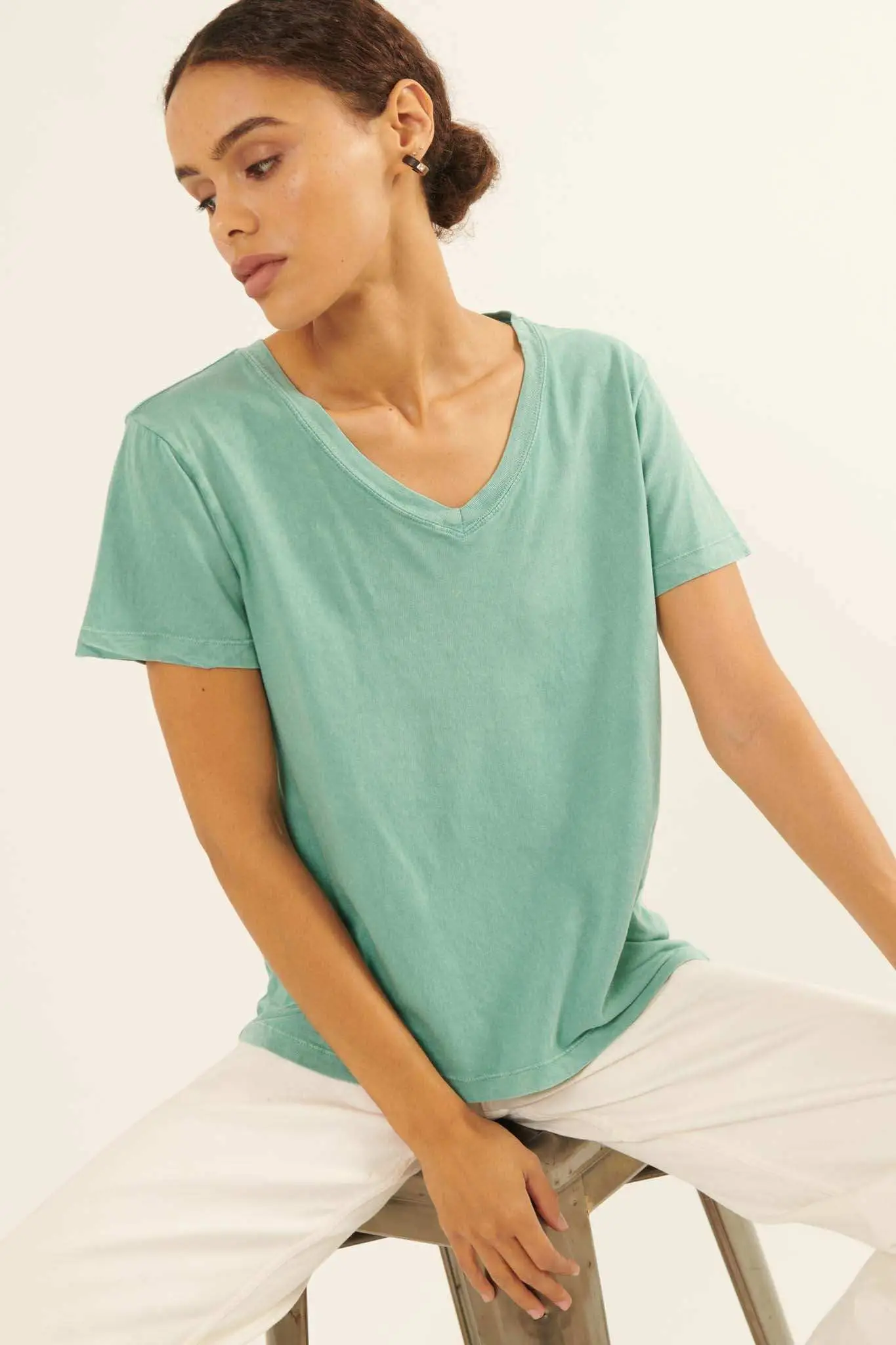 Forever Fave Vintage-Wash Cotton V-Neck Tee - Image 9