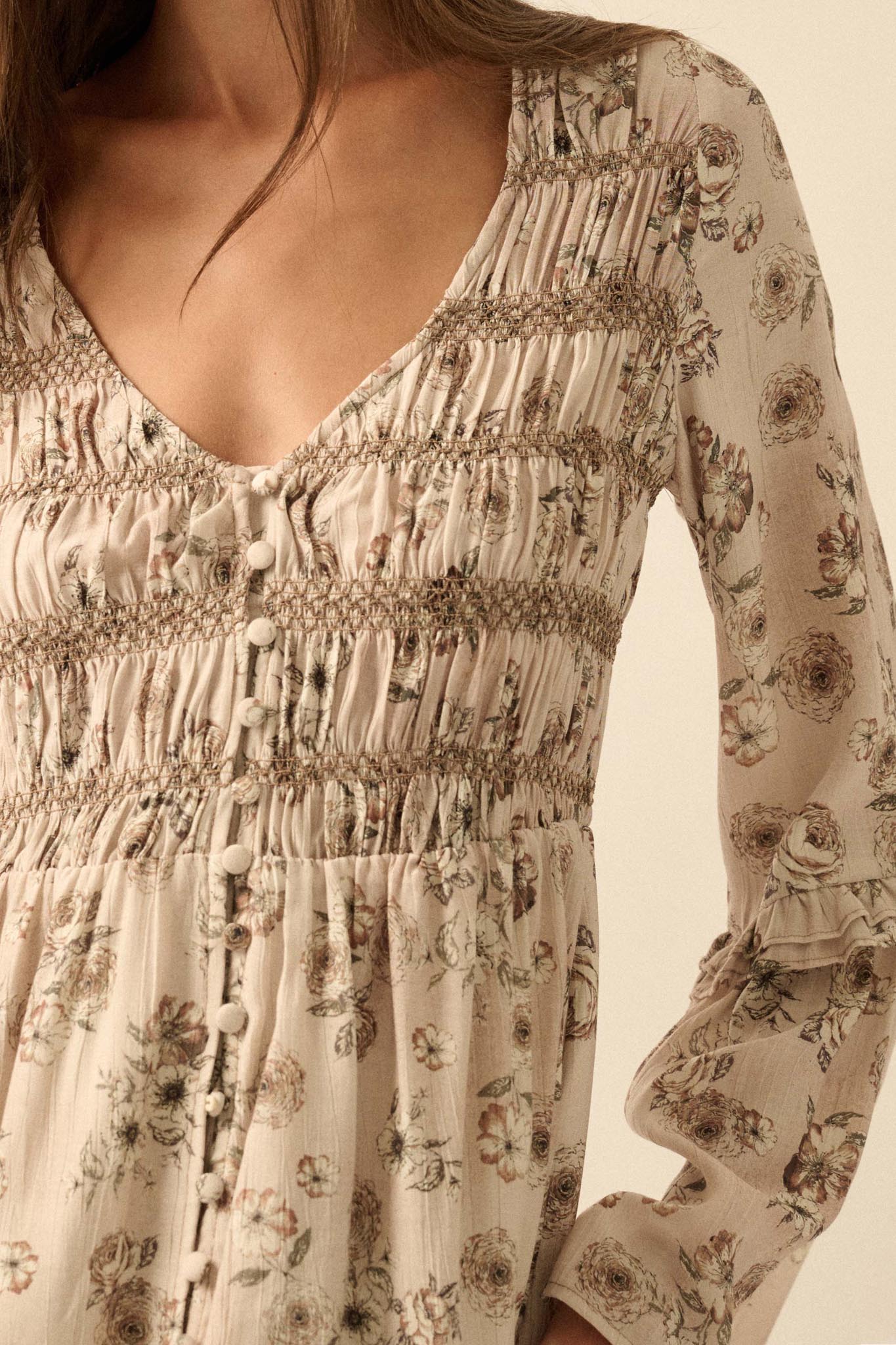 Forever in Bloom Floral Bell-Sleeve Midi Dress - Image 2