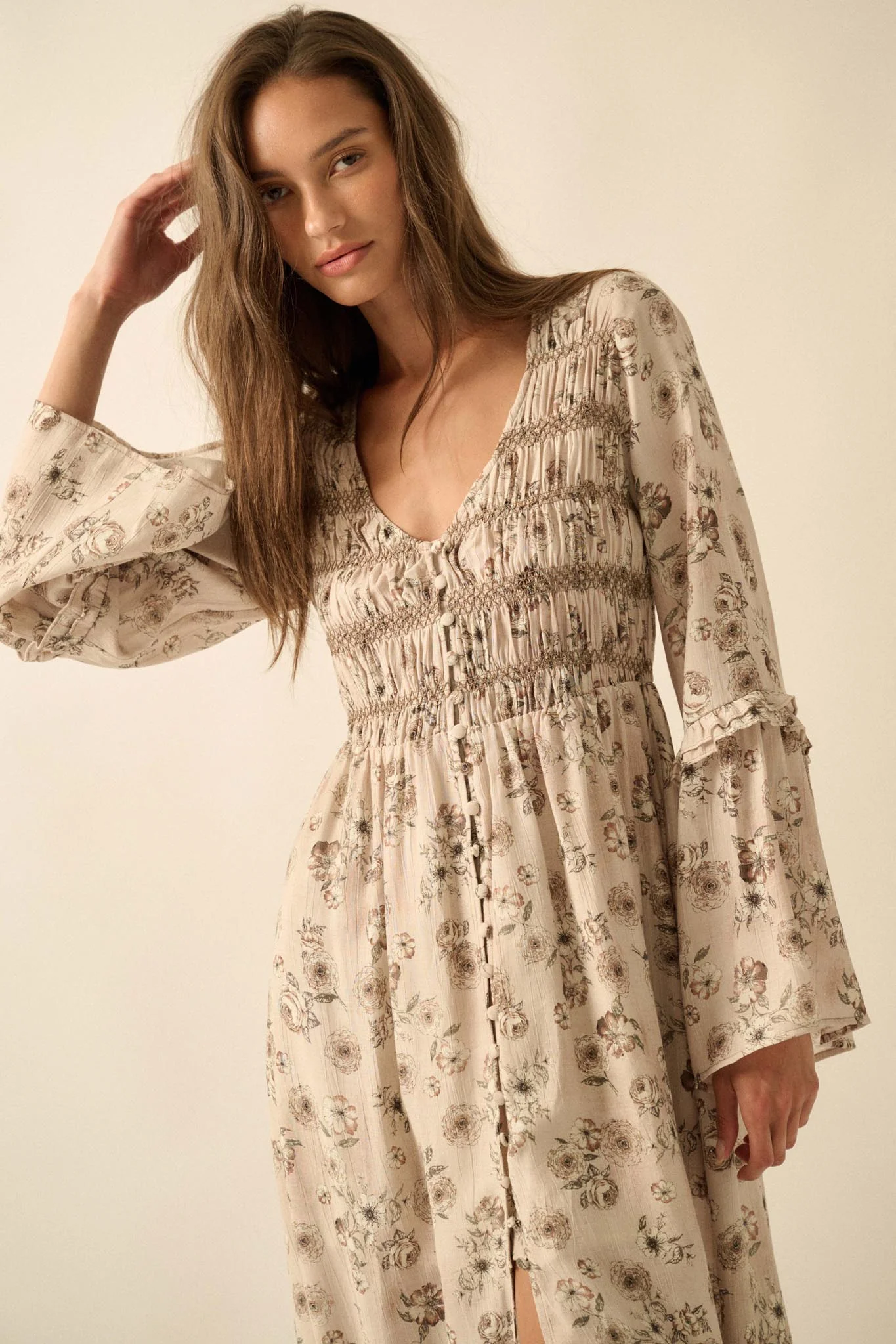 Forever in Bloom Floral Bell-Sleeve Midi Dress - Image 4