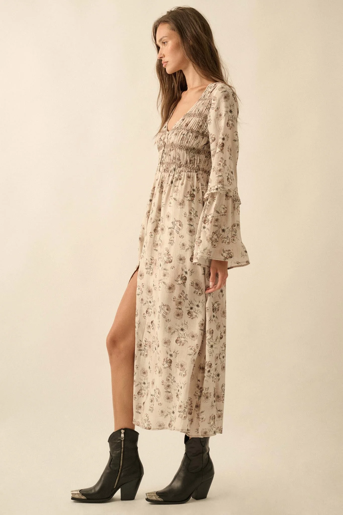 Forever in Bloom Floral Bell-Sleeve Midi Dress - Image 5