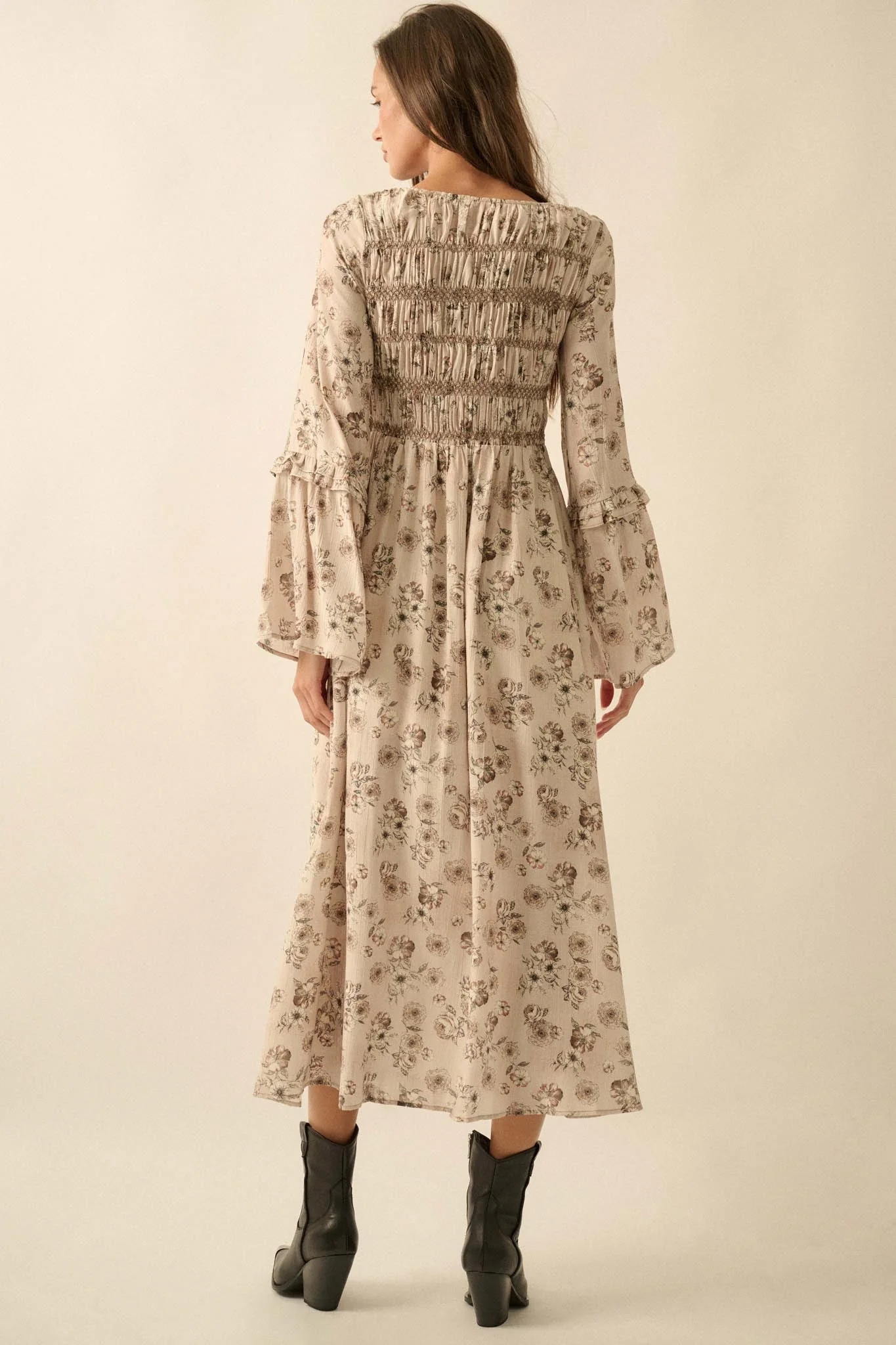 Forever in Bloom Floral Bell-Sleeve Midi Dress - Image 6
