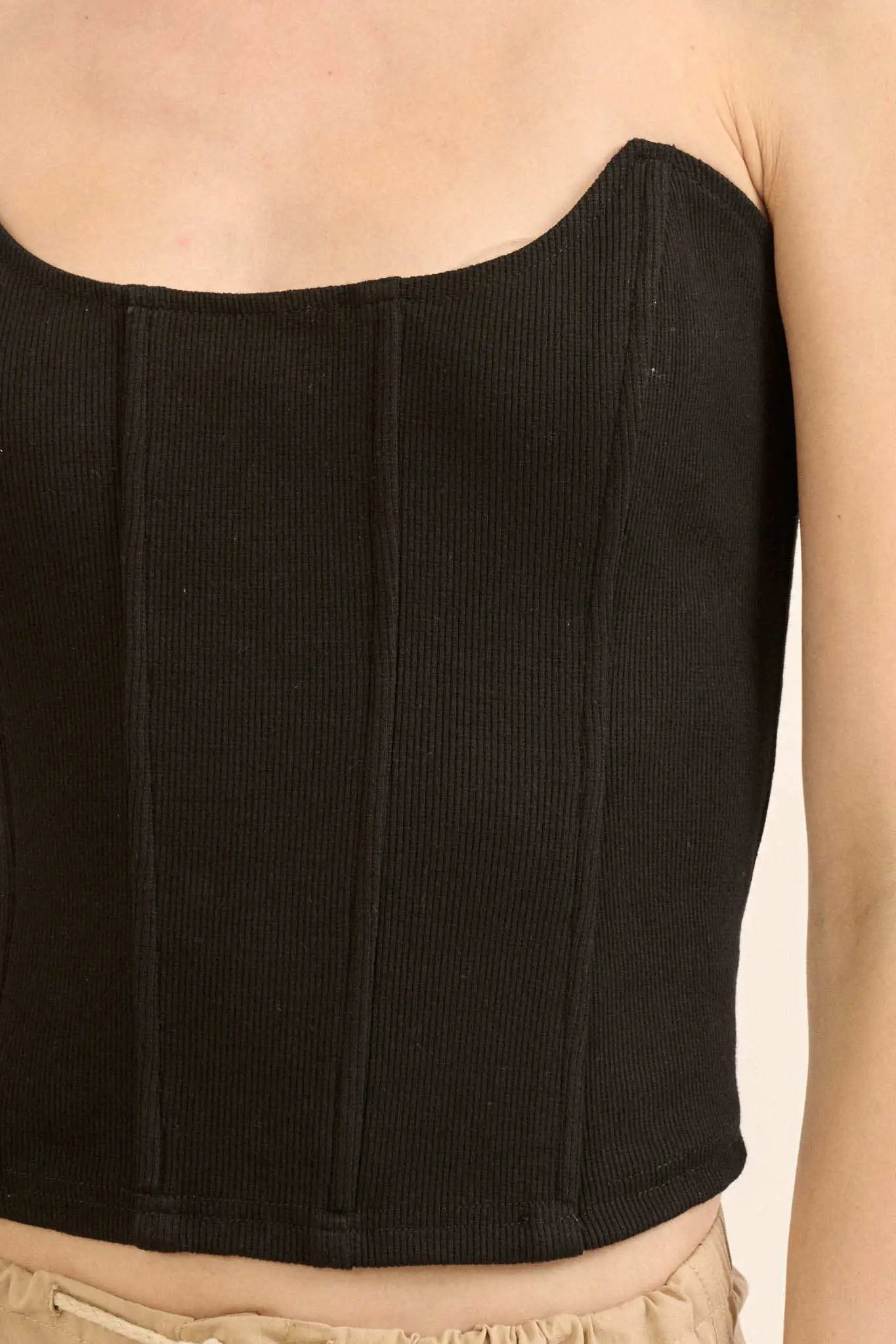 Form Factor Strapless Rib-Knit Corset Top - Image 14