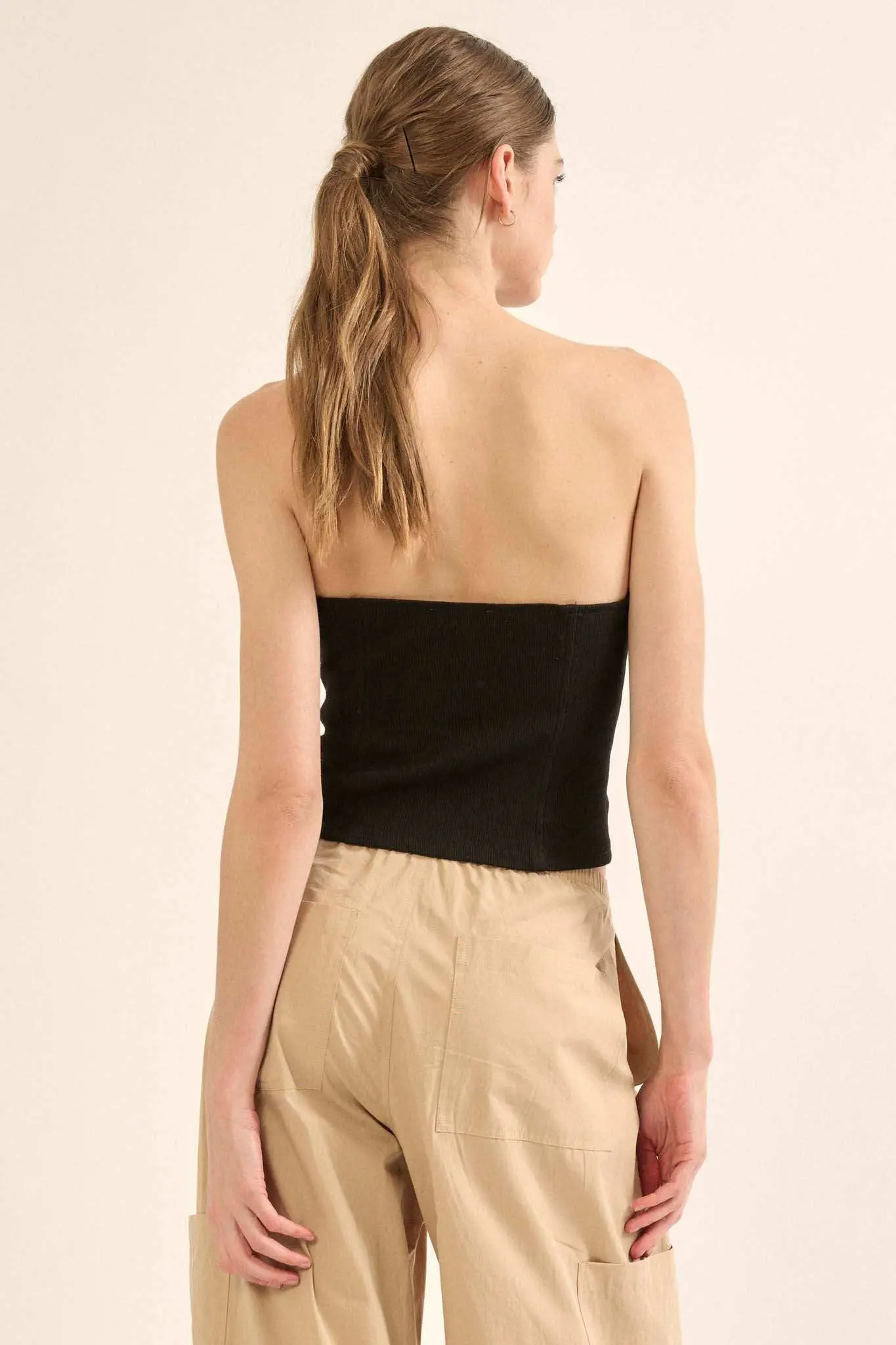 Form Factor Strapless Rib-Knit Corset Top - Image 17