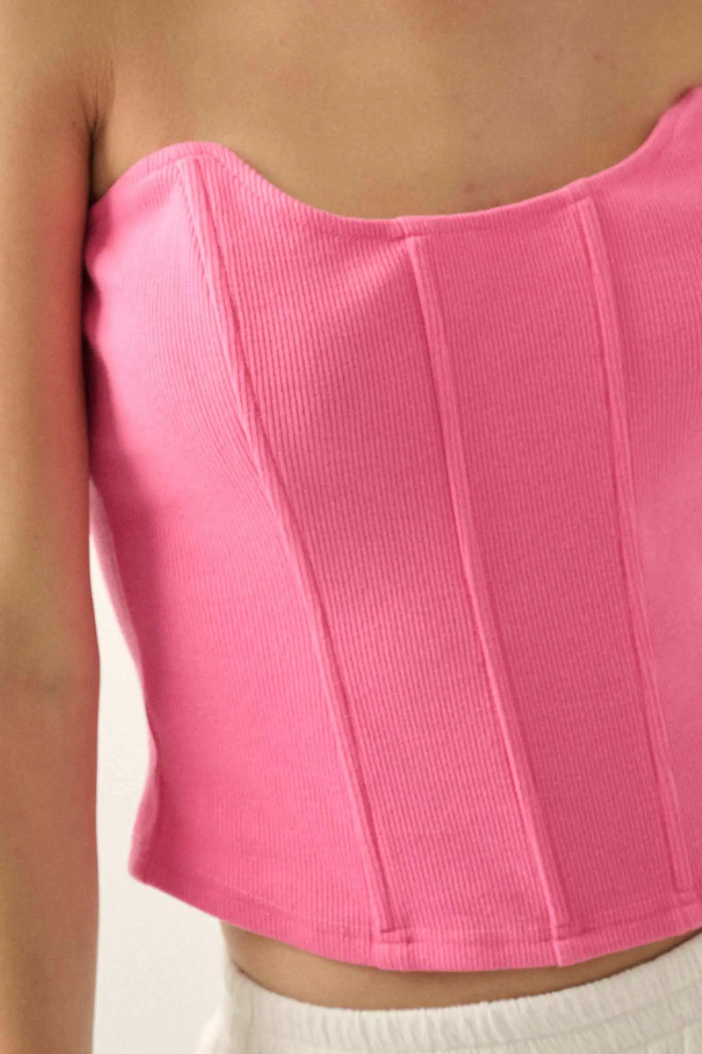 Form Factor Strapless Rib-Knit Corset Top - Image 20