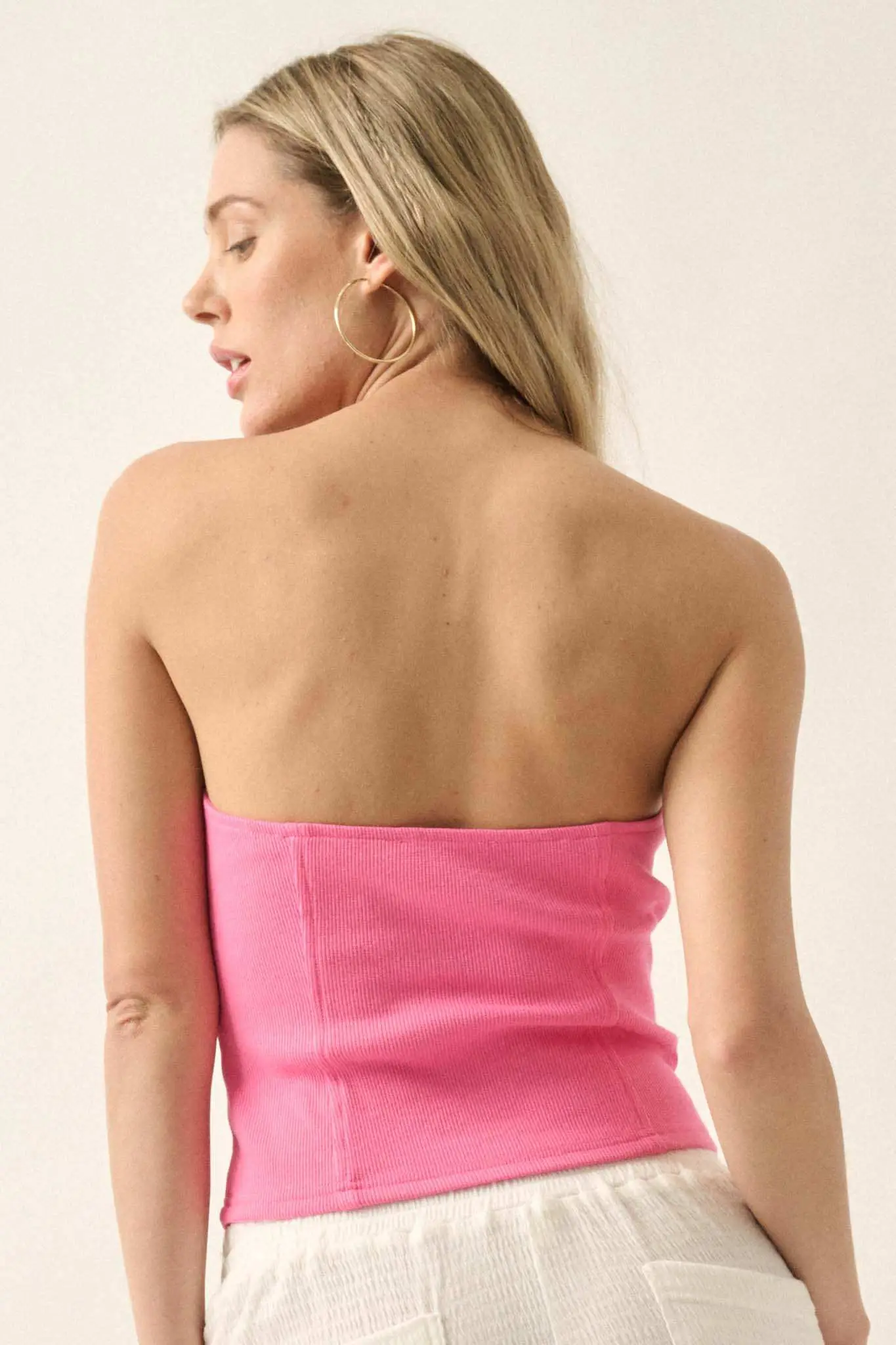 Form Factor Strapless Rib-Knit Corset Top - Image 22