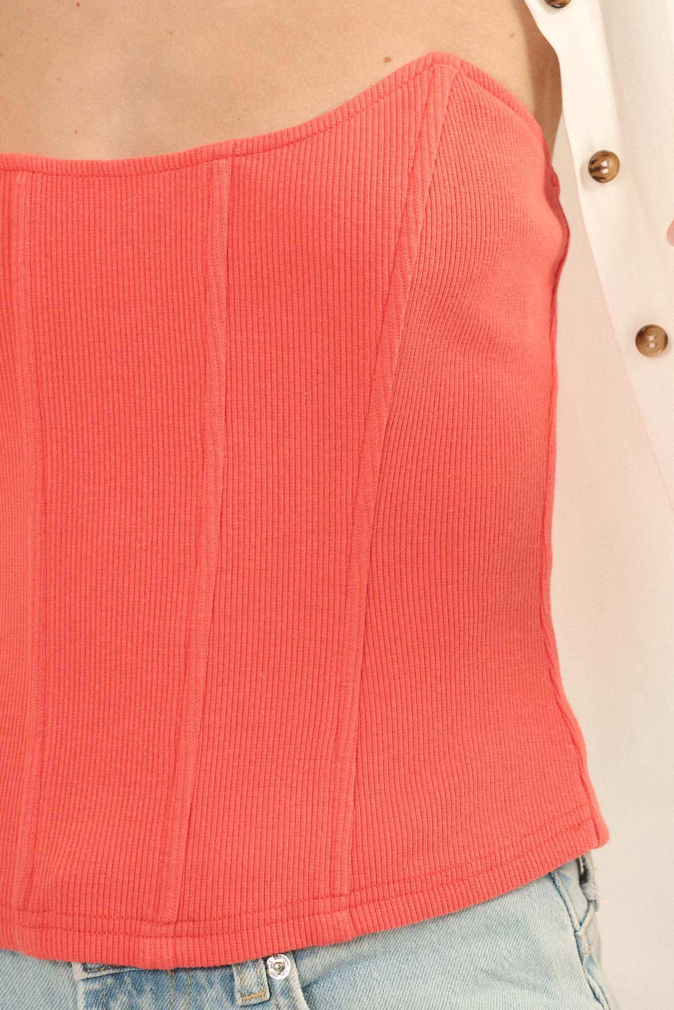 Form Factor Strapless Rib-Knit Corset Top - Image 4