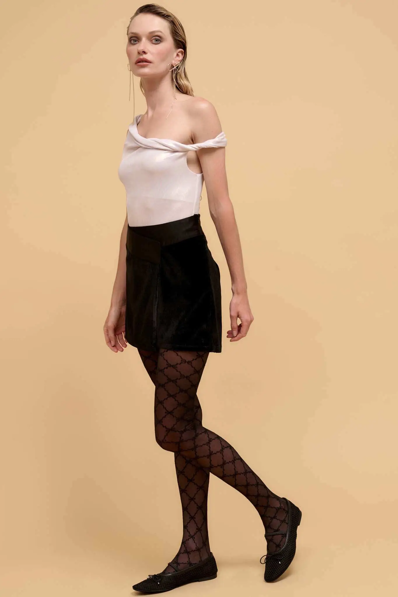Formal Affair Velvet Wrap Mini Skirt - Image 5