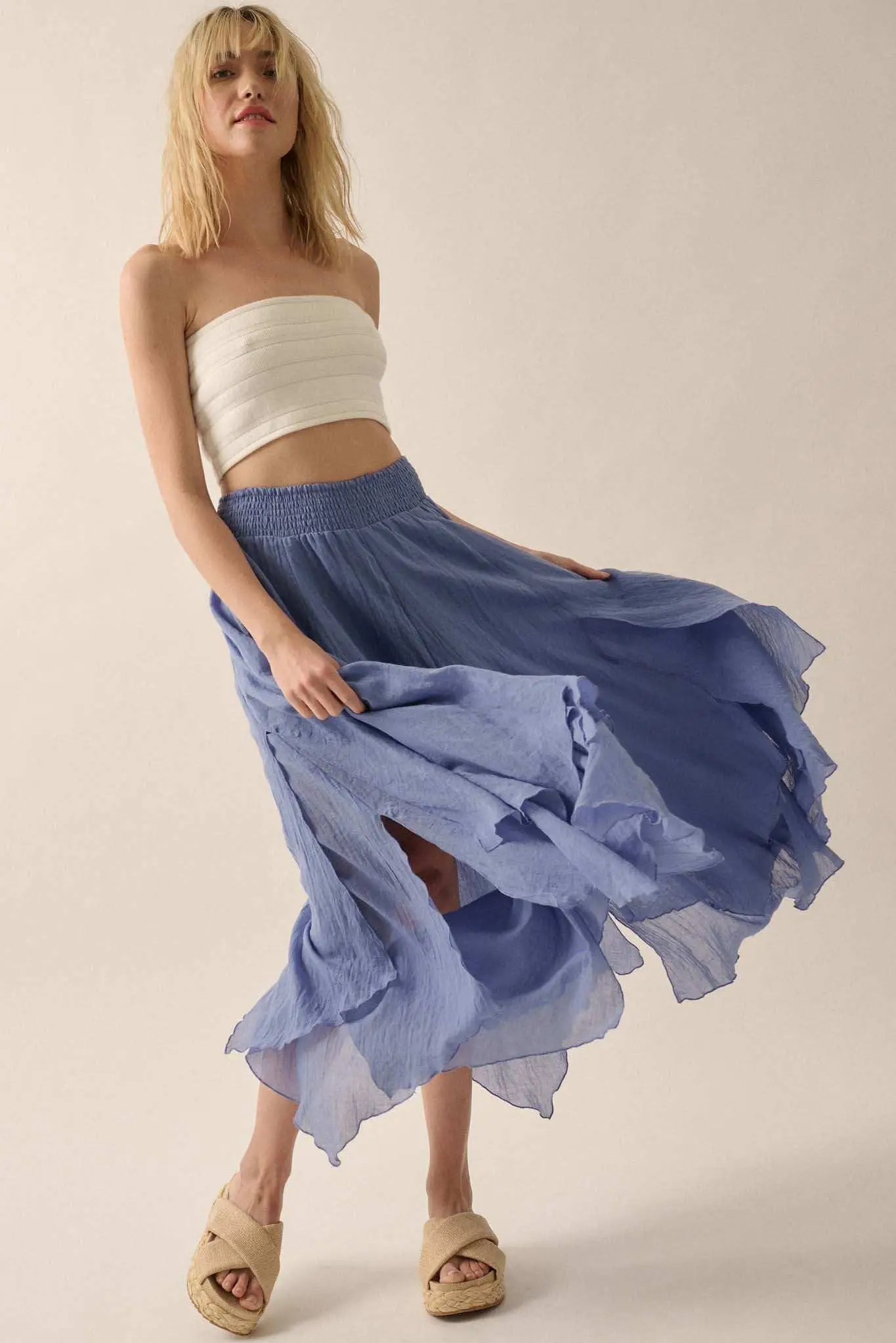 Free as Air Layered Gauze Handkerchief Maxi Skirt - Image 6