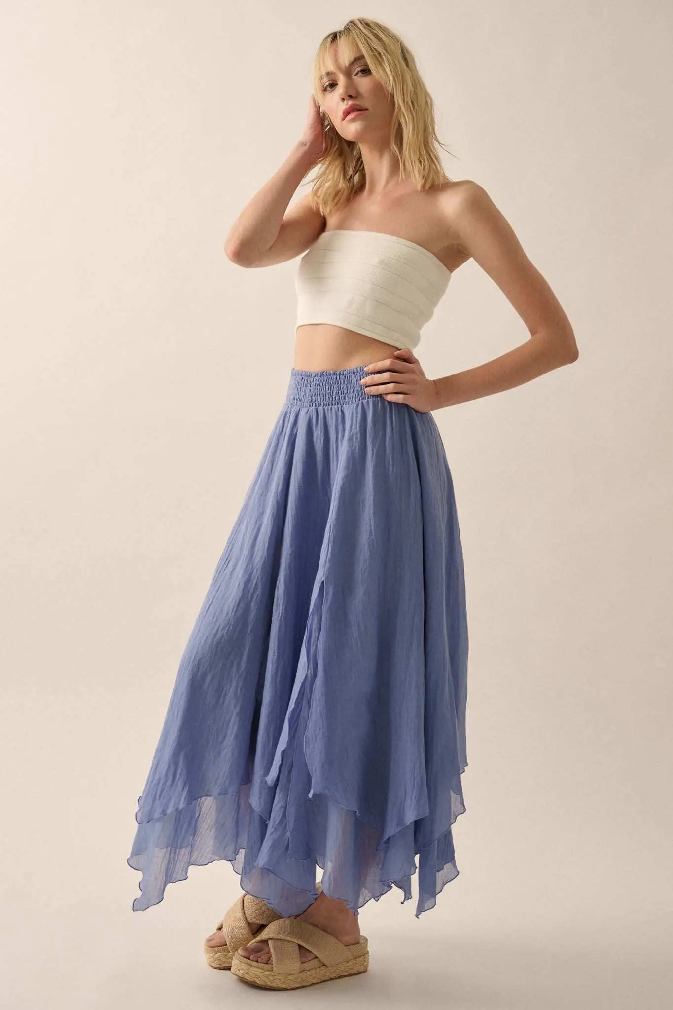 Free as Air Layered Gauze Handkerchief Maxi Skirt - Image 9