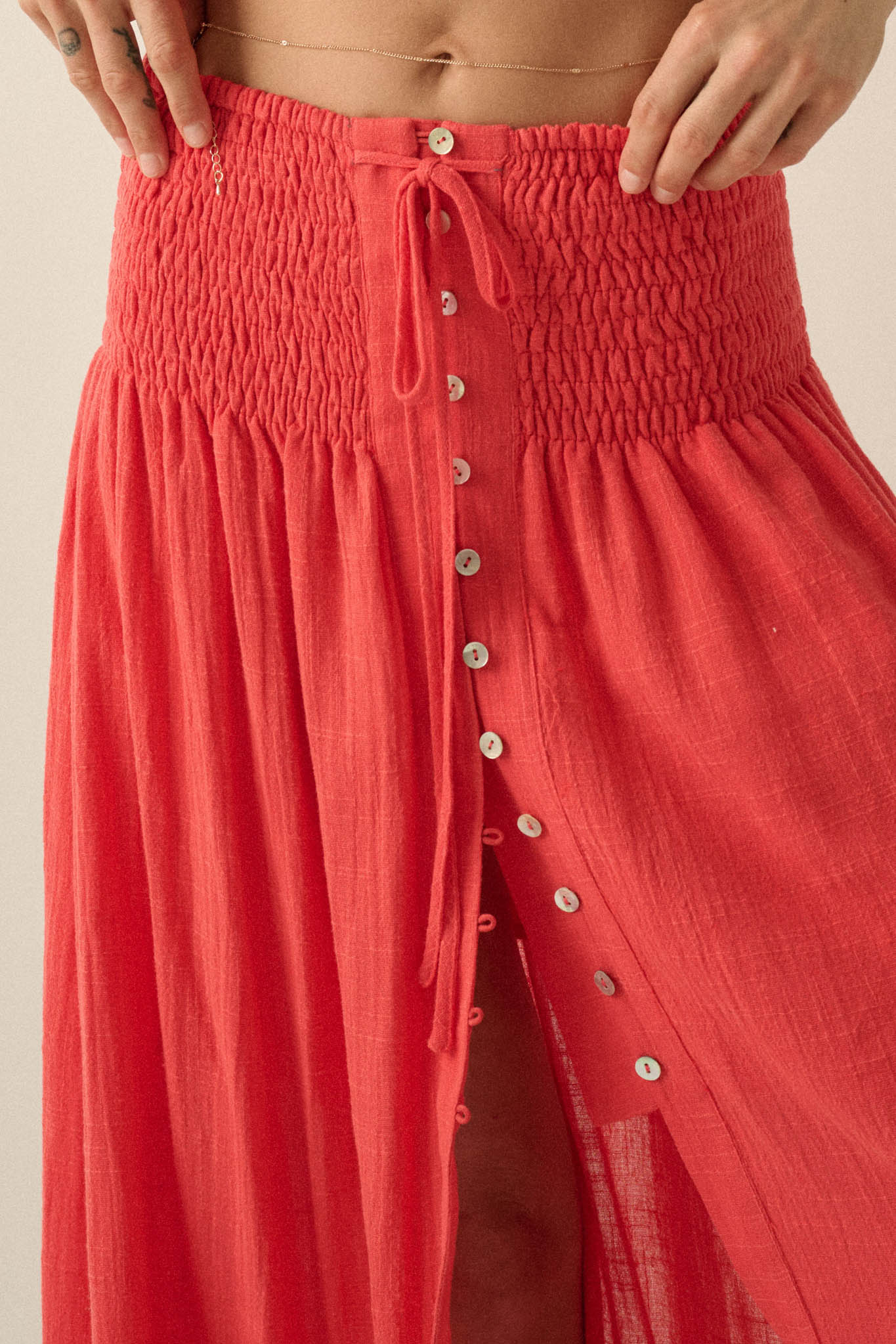 Free As Can Be Cotton Gauze Button-Front Maxi Skirt - Image 3