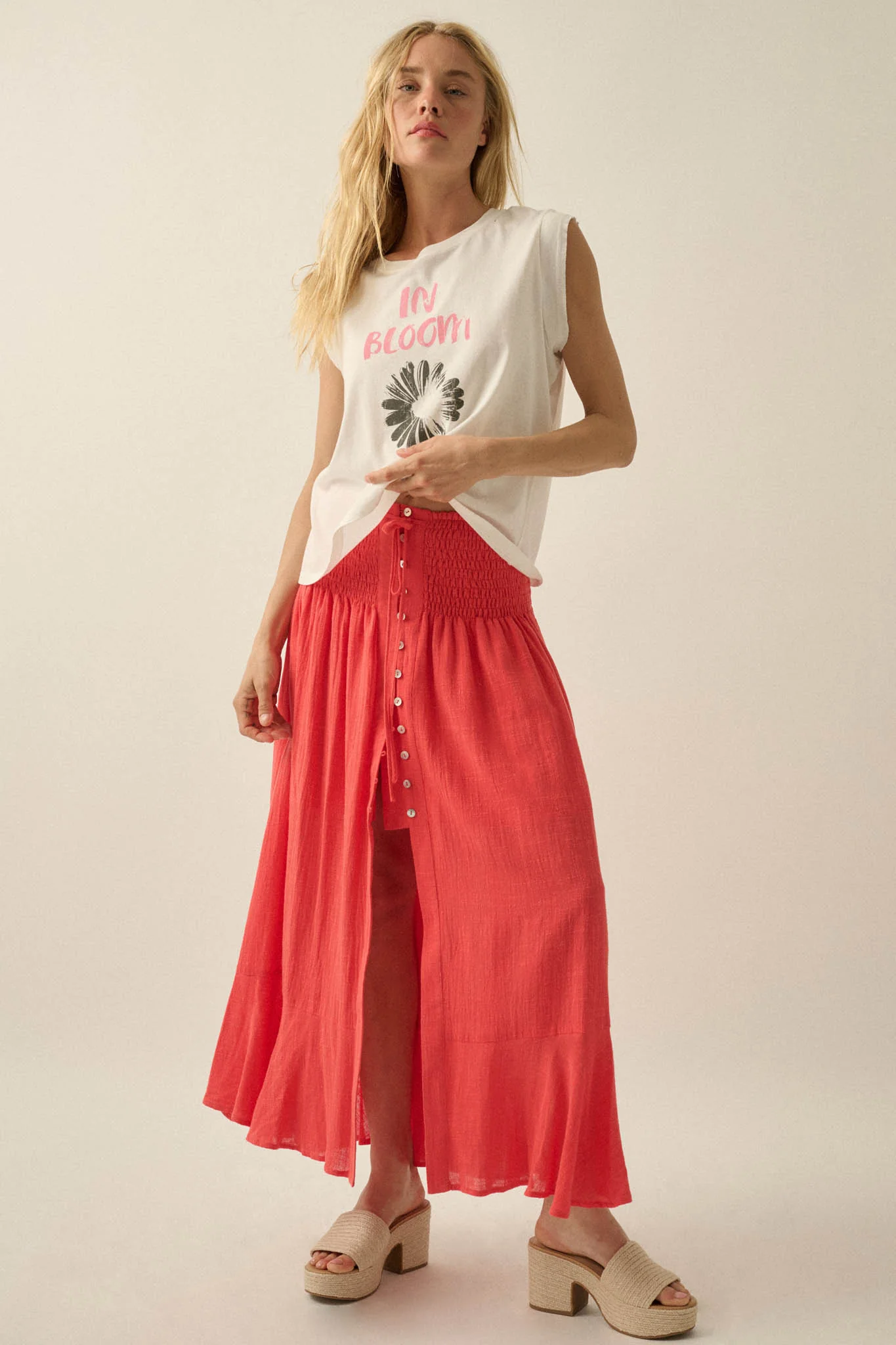 Free As Can Be Cotton Gauze Button-Front Maxi Skirt - Image 4