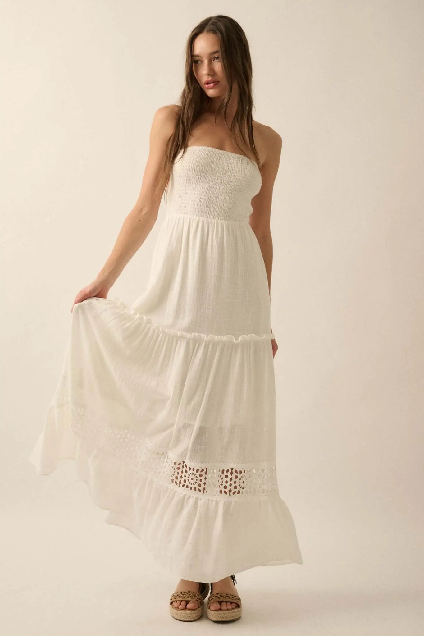 Free at Heart Lace-Inset Strapless Maxi Dress - Image 4