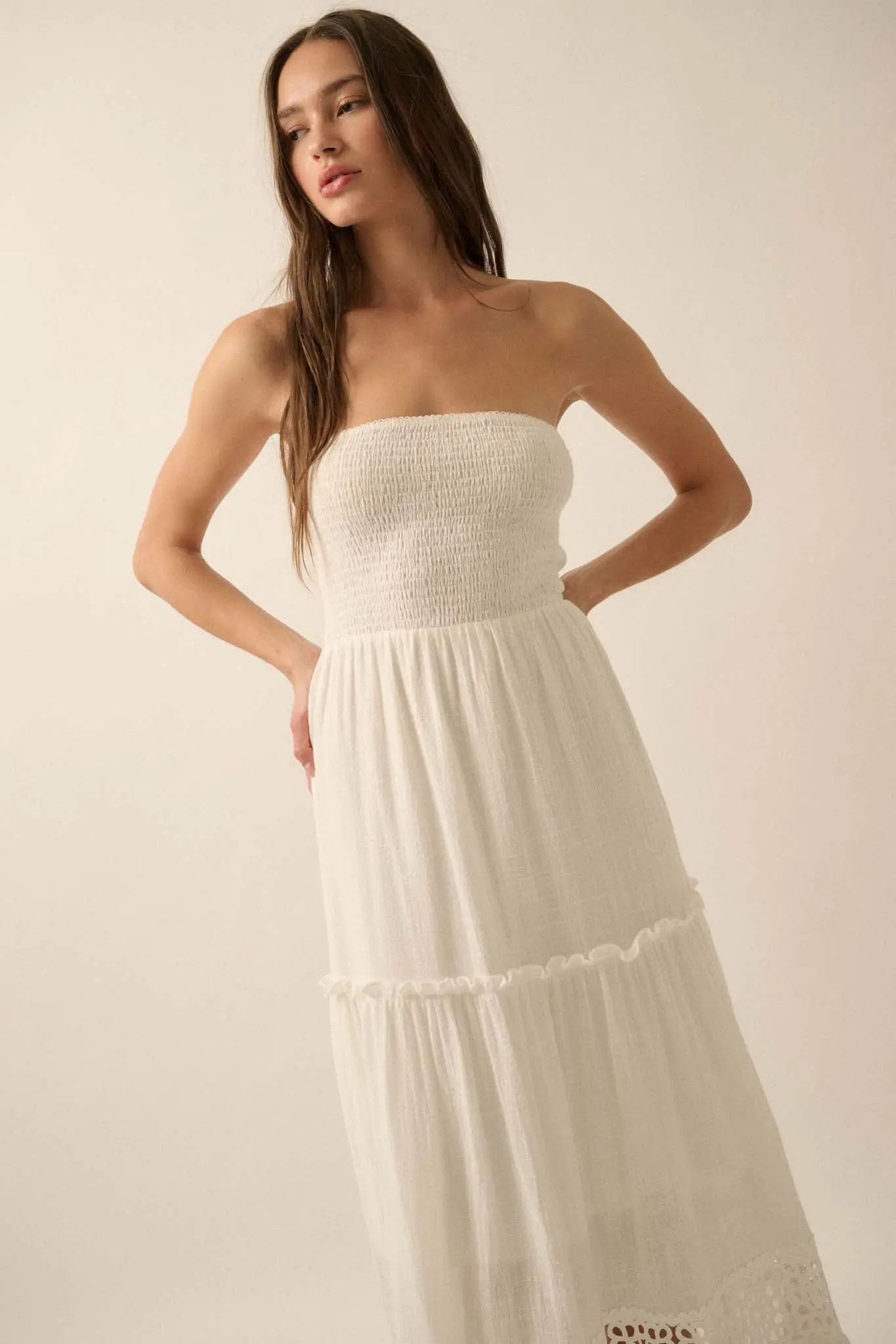 Free at Heart Lace-Inset Strapless Maxi Dress - Image 7