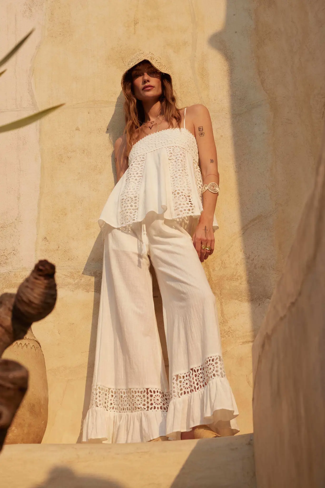 Free Spirit Lace-Inset Ruffled Wide-Leg Pants - Image 3