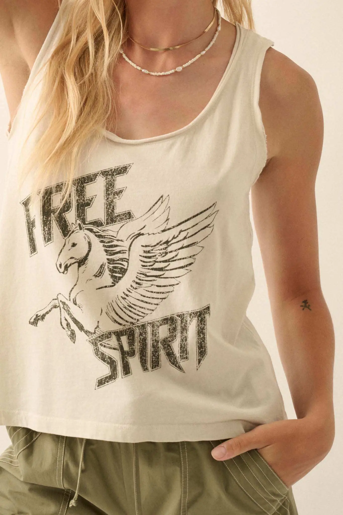 Free Spirit Pegasus Raw-Edge Graphic Tank Top - Image 2