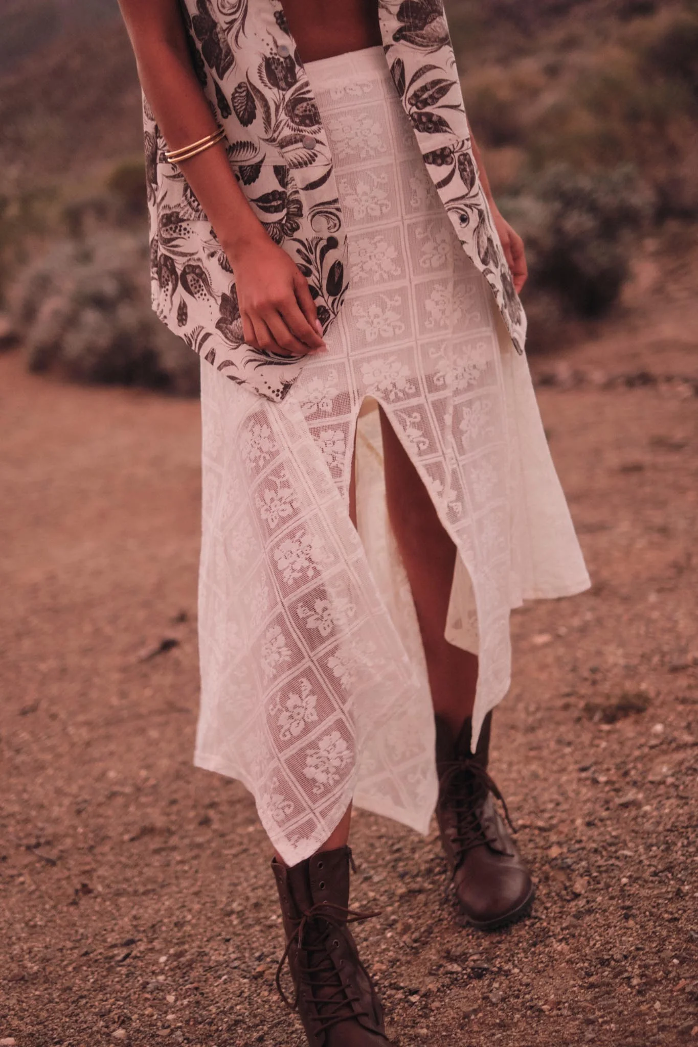 Free Your Soul Floral Lace Handkerchief Midi Skirt - Image 2