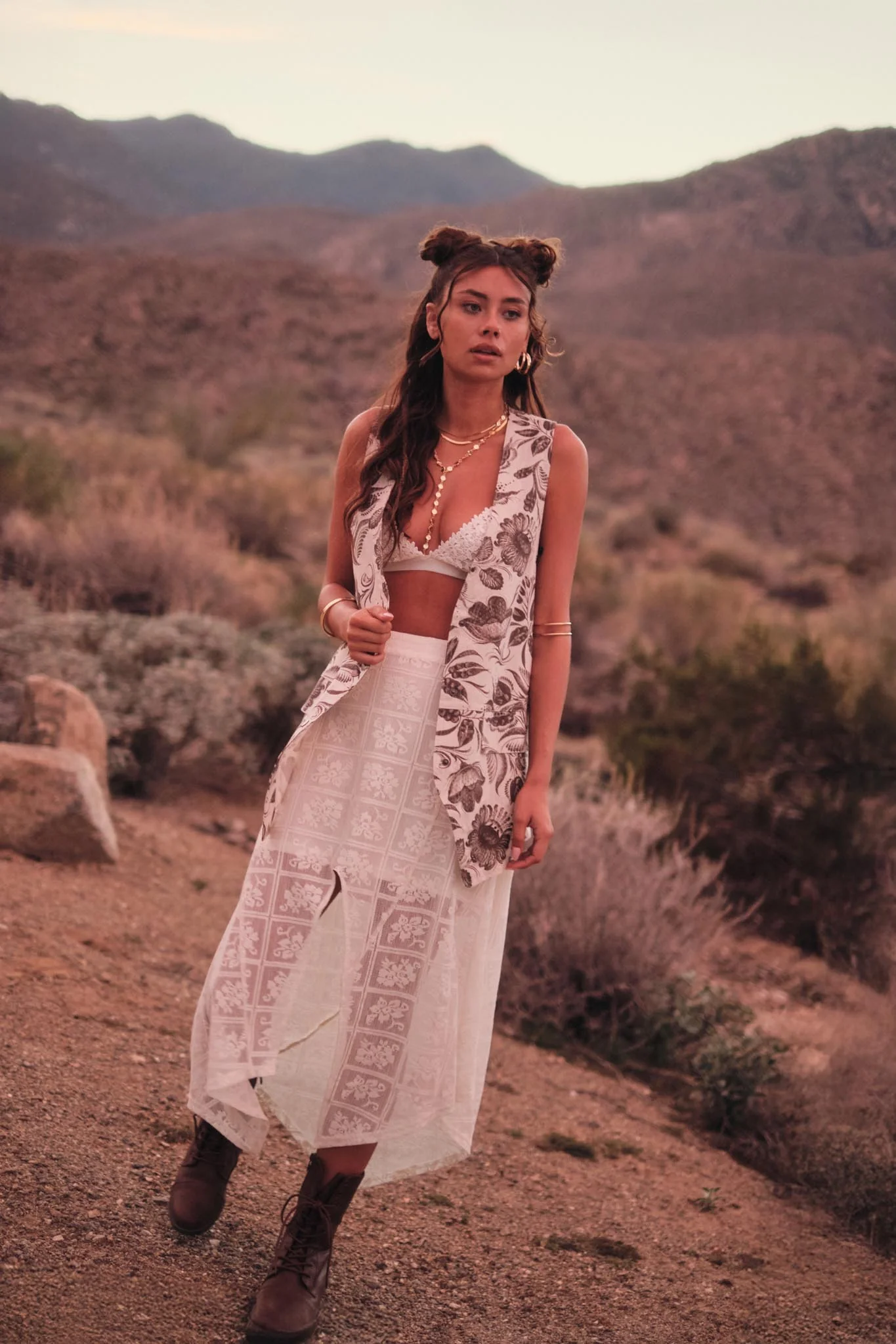 Free Your Soul Floral Lace Handkerchief Midi Skirt - Image 3