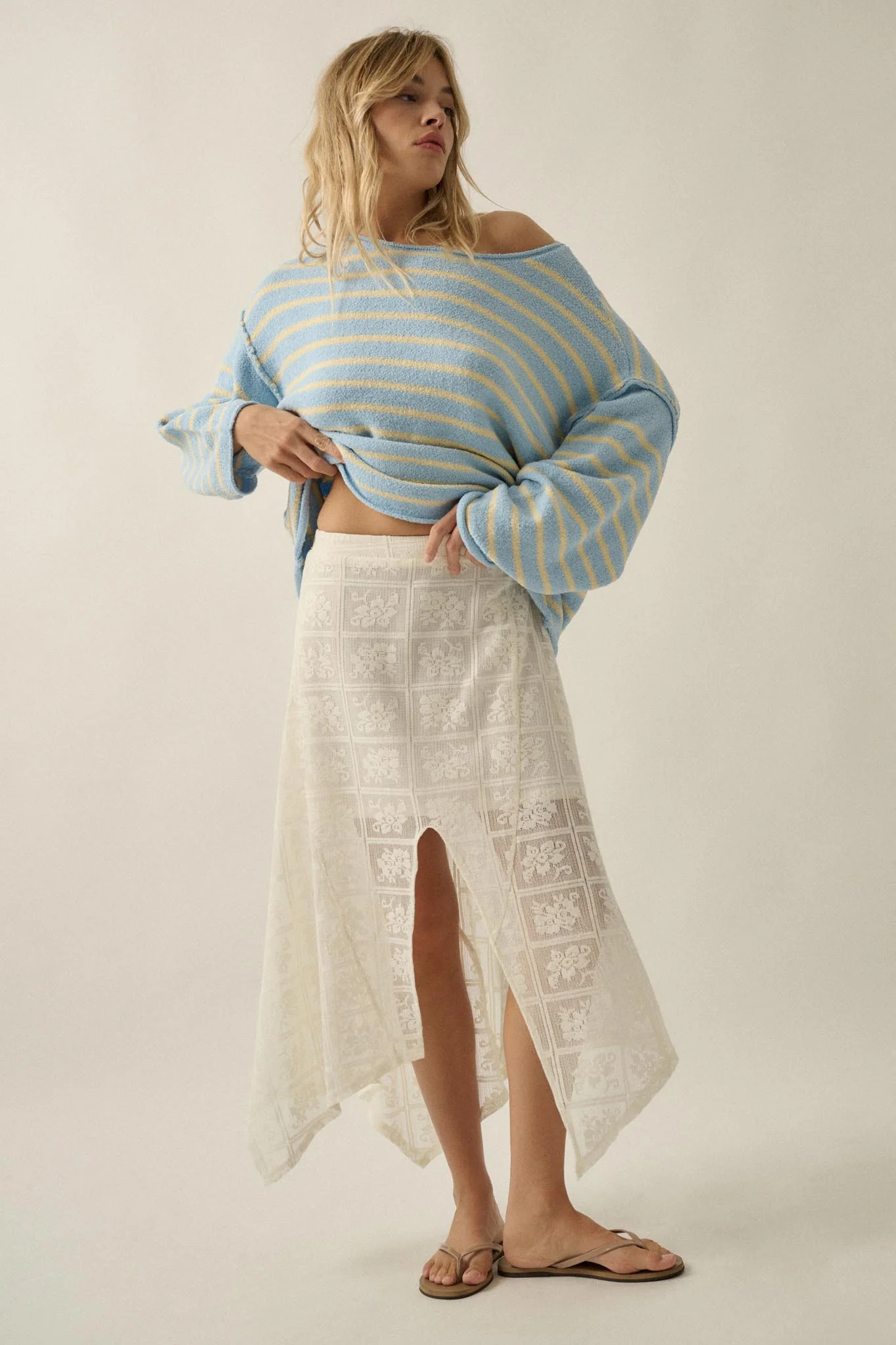 Free Your Soul Floral Lace Handkerchief Midi Skirt - Image 4