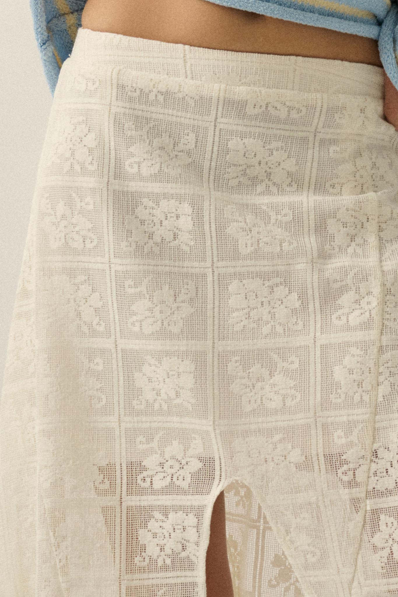 Free Your Soul Floral Lace Handkerchief Midi Skirt - Image 5