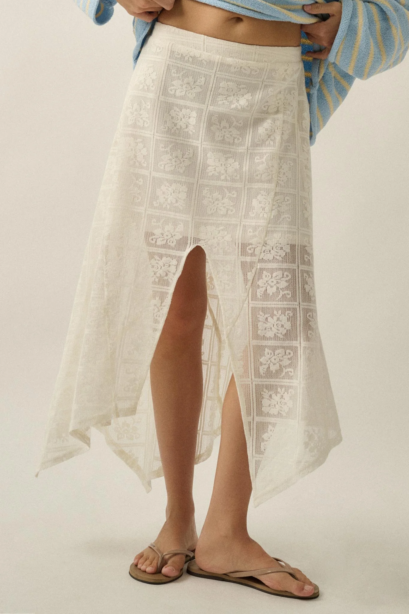 Free Your Soul Floral Lace Handkerchief Midi Skirt - Image 6