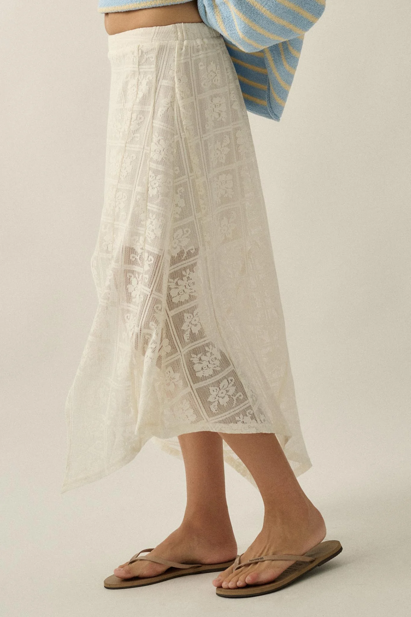 Free Your Soul Floral Lace Handkerchief Midi Skirt - Image 8