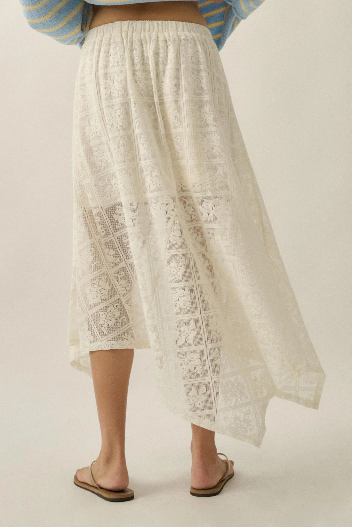 Free Your Soul Floral Lace Handkerchief Midi Skirt - Image 9